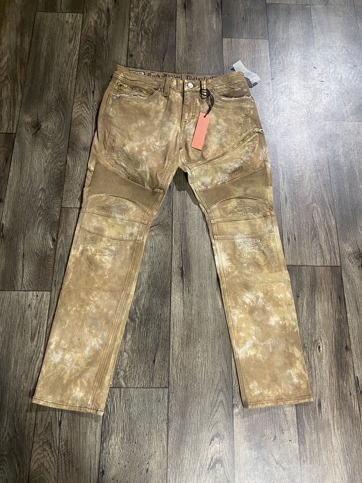 Rock Revival Rock Revival Moto Biker Tapered Leg Jeans JEZEK Men 34 Tan Grailed