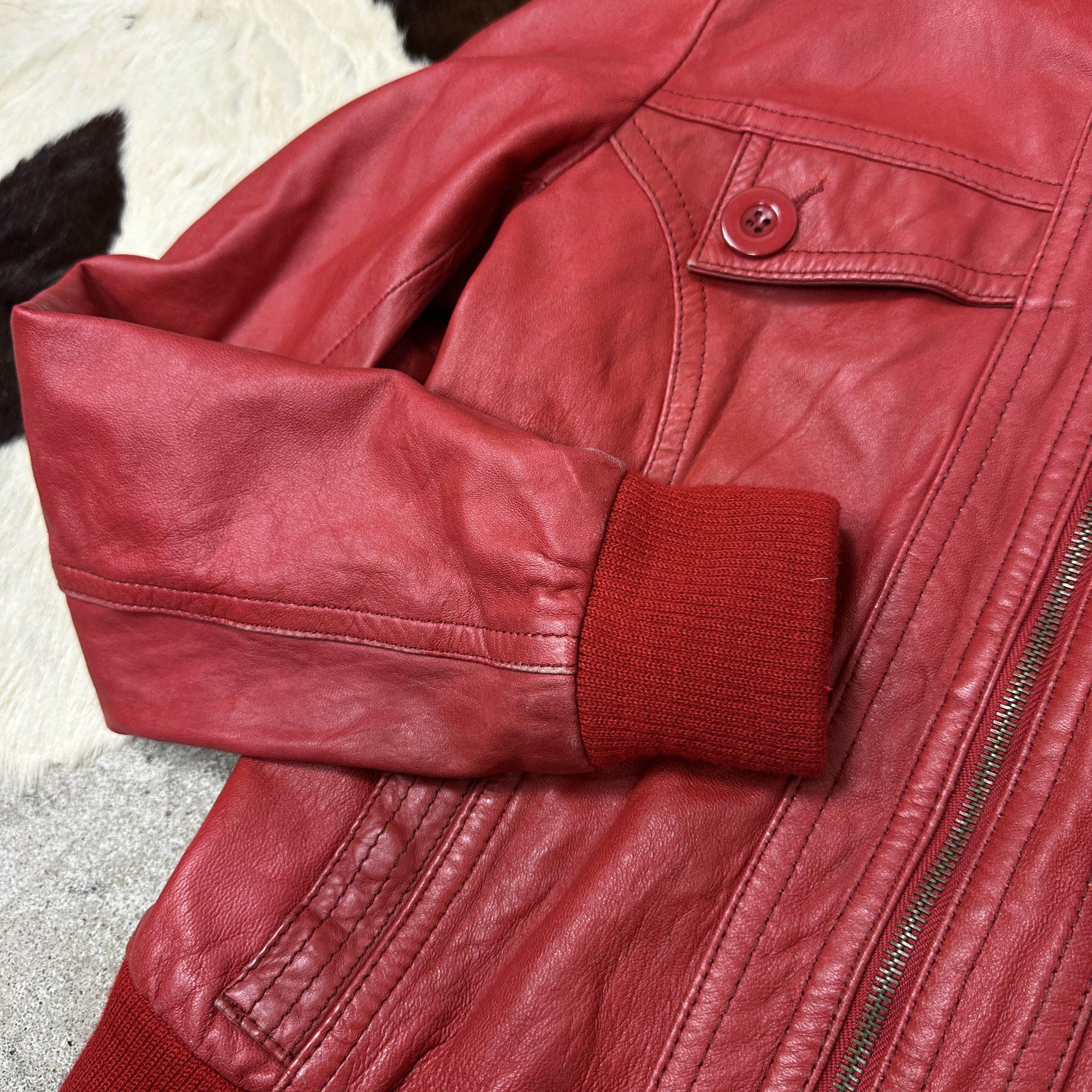 Vintage Vintage Leather Moto Biker Cherry Red Jacket Y2K Size S / US 4 / IT 40 - 4 Thumbnail