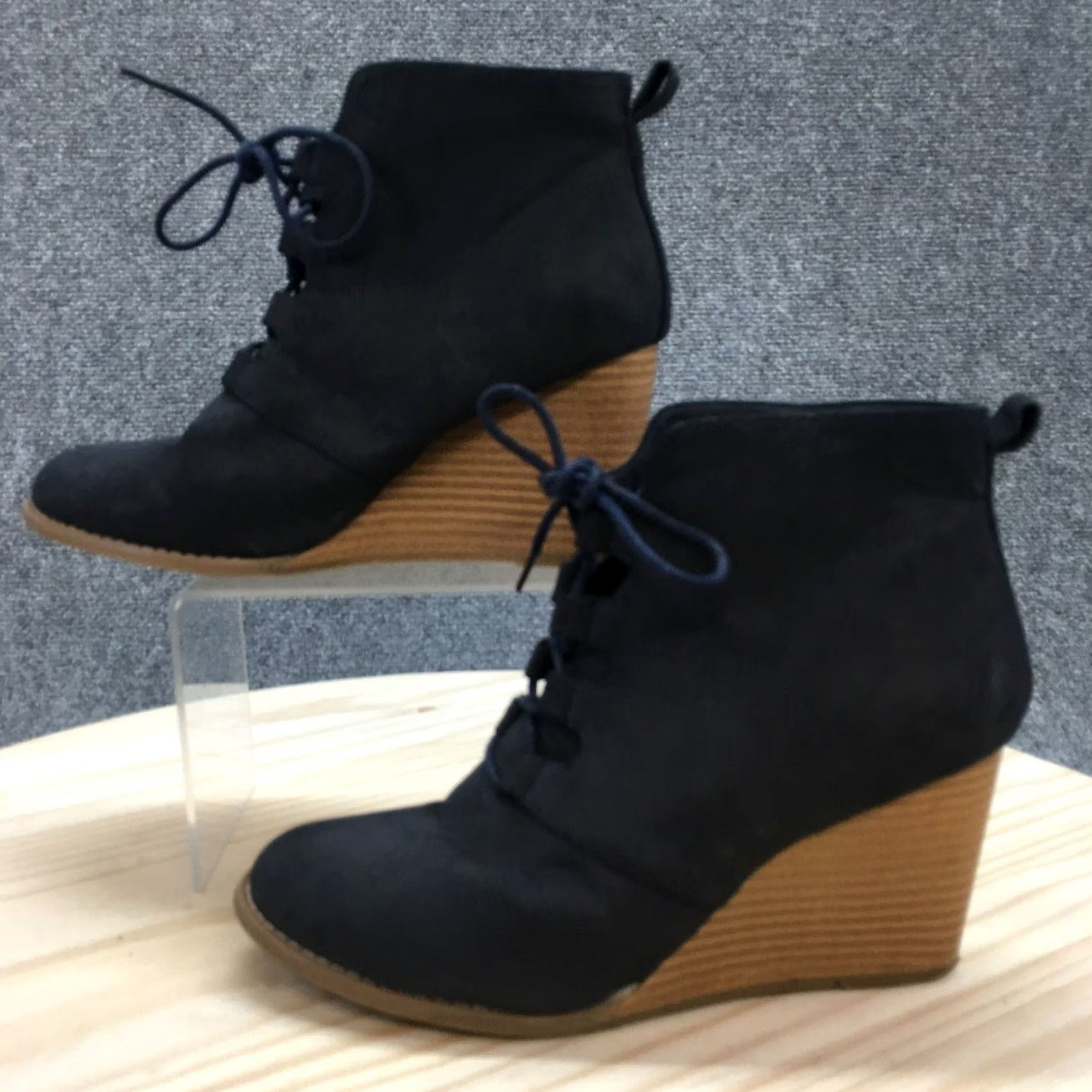 Nautica Nautica Boots Womens 8.5 Rhodes Ankle Booties Blue Faux Leather Wedge Lace Up Bootie Shoes Mens Womens Size US 9 / IT 39 - 2 Thumbnail