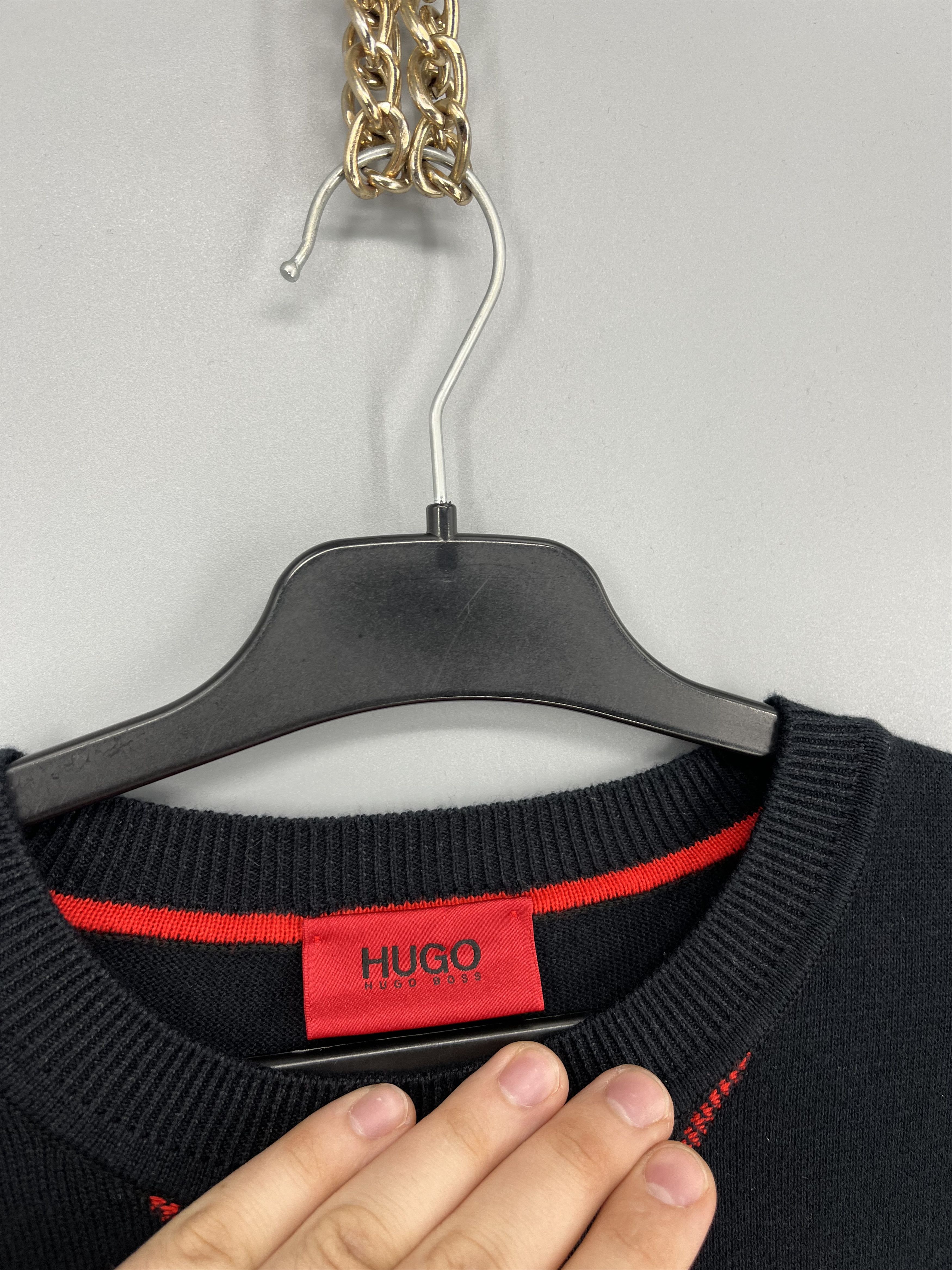 Hugo Boss HUGO BOSS Sdorito Sweater XL Black Red 100% Cotton Size US XL / EU 56 / 4 - 6 Thumbnail