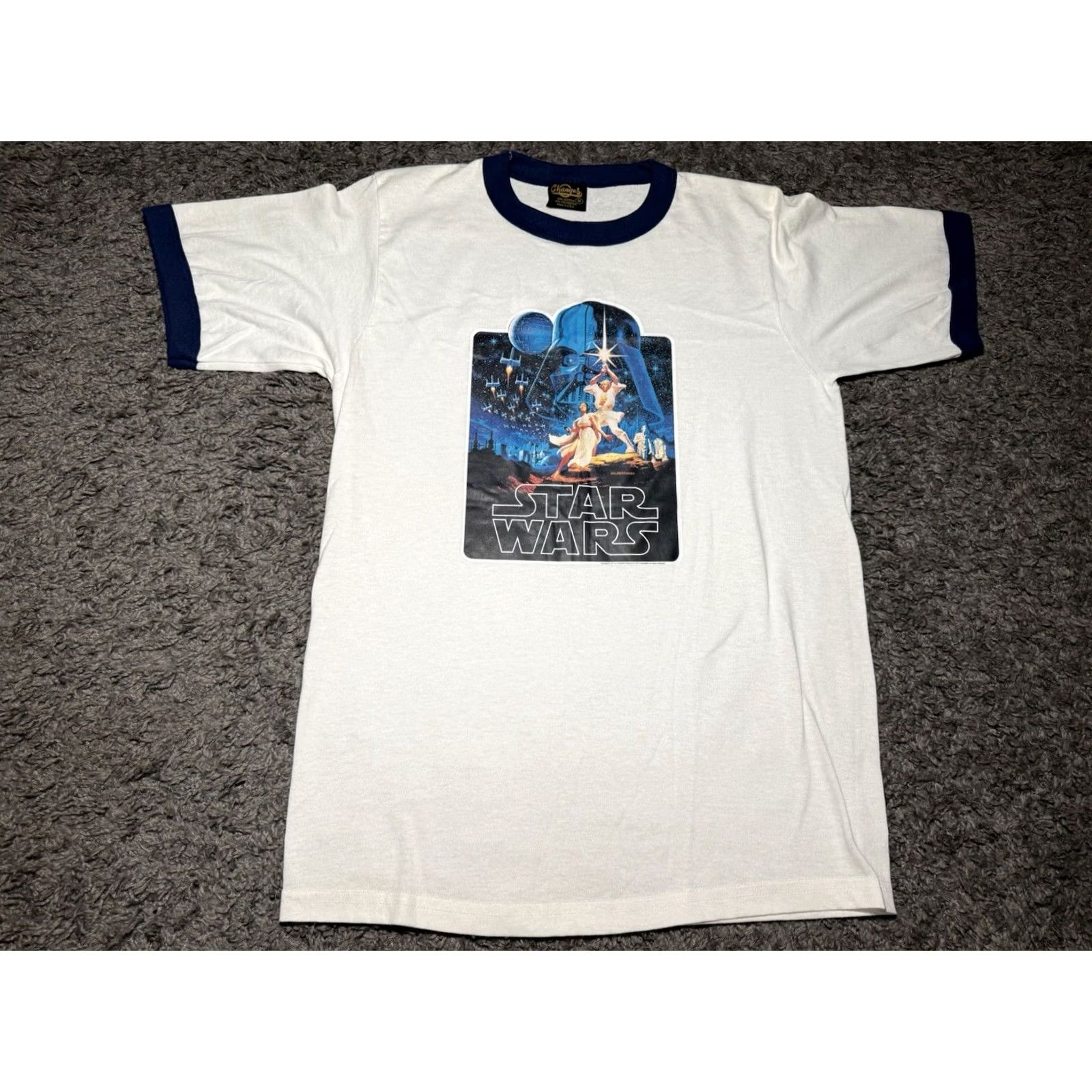 Changes VINTAGE Changes Star Wars Movie Promo Ringer Tee T Shirt Medium Mens White 90s Shirt Size US M / EU 48-50 / 2 - 3 Thumbnail