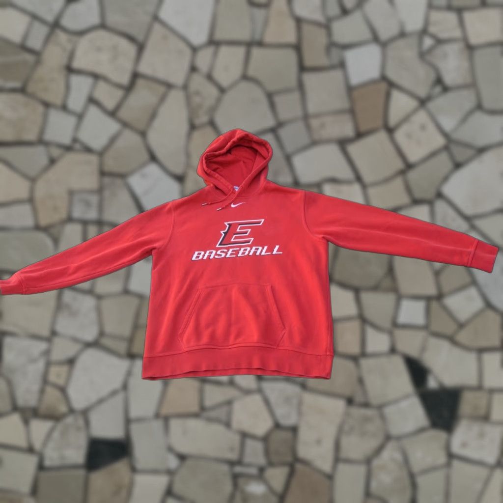 VINTAGE Nike Men’s Pull Over Hoodie Jacket Size L Red Nike Sportswear Hoodie Mens Crew Neck Cotton Solid 90s Collection