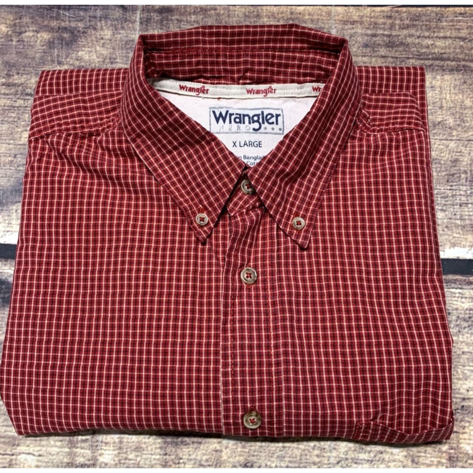 Wrangler Wrangler Hero Men’s XL Red Plaid Cotton Short Sleeve Button-Down Shirt PMID? Size US XL / EU 56 / 4 - 2 Thumbnail