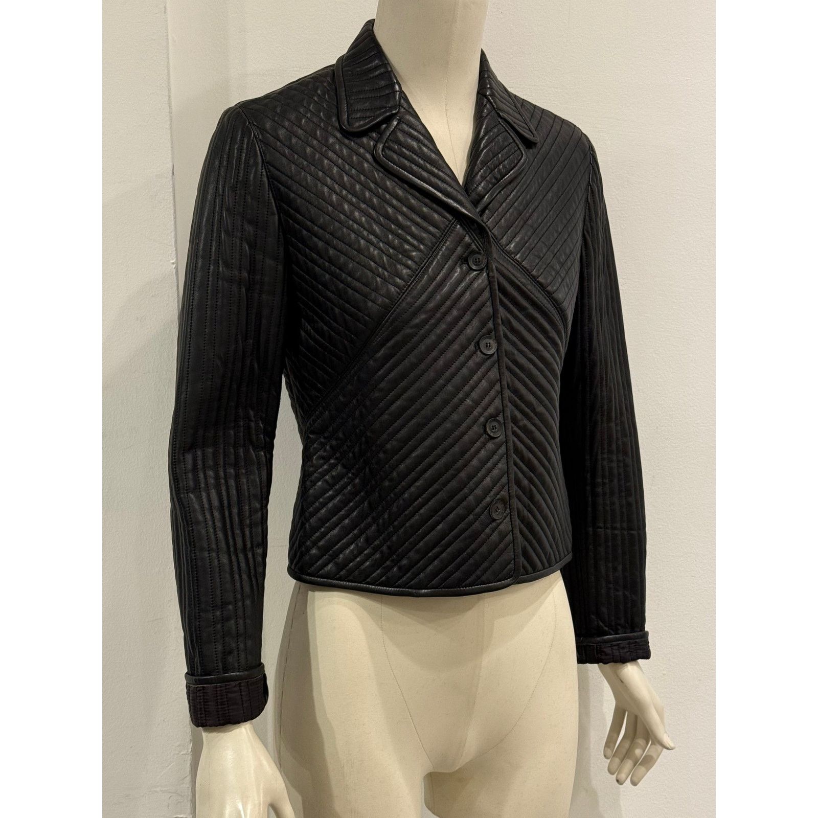Loewe 1990s Loewe paneled cropped leather jacket Size M / US 6-8 / IT 42-44 - 2 Thumbnail