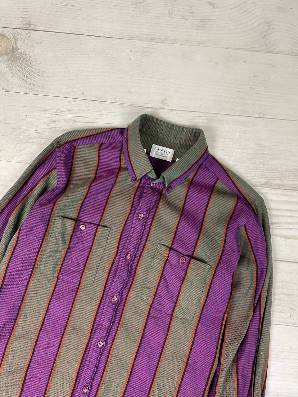 Lanvin Lanvin Silk Wool Striped Shirt Button Up Size US M / EU 48-50 / 2 - 2 Thumbnail
