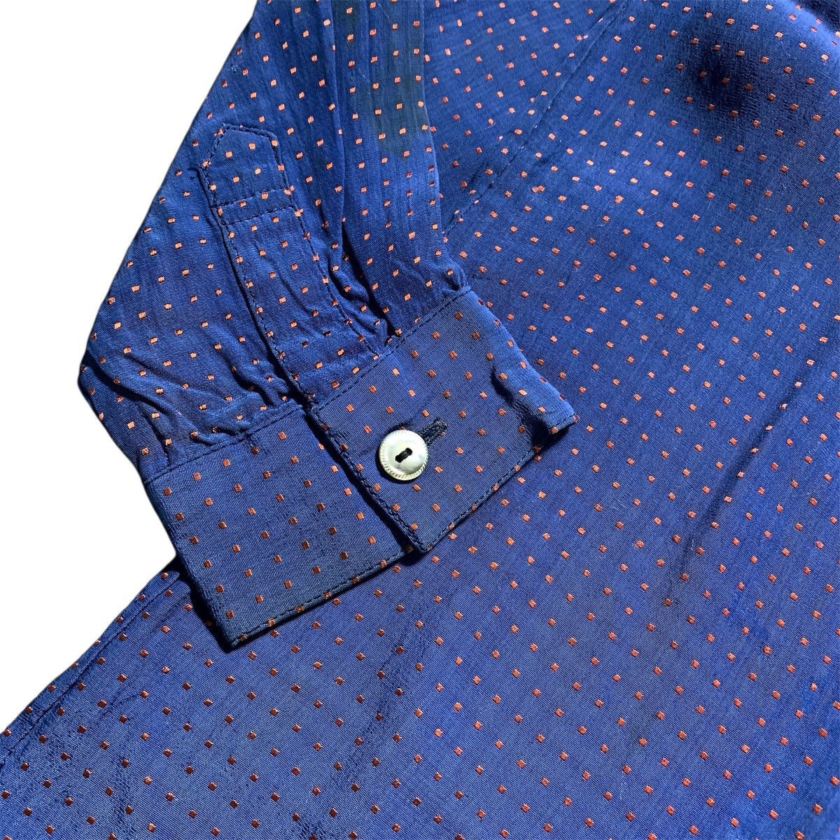 BIGI Vtg 80s Bigi Shirt Blue Polka Double Pocket Shirt Size L / US 10 / IT 46 - 7 Thumbnail