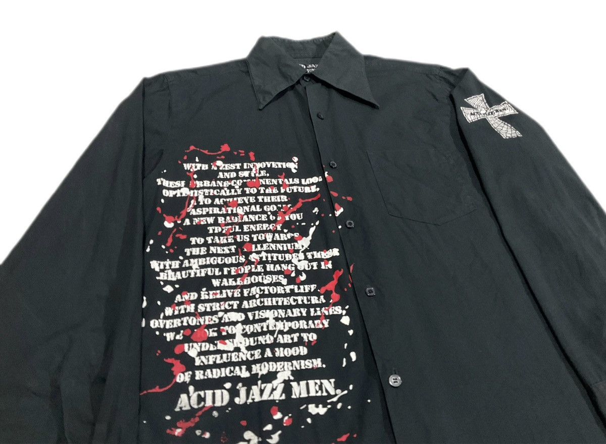 Hysteric Glamour × Japanese Brand × Seditionaries 🔥Sick Y2K Acid Jazz Men Poem Cross Shirt Size US M / EU 48-50 / 2 - 2 Thumbnail