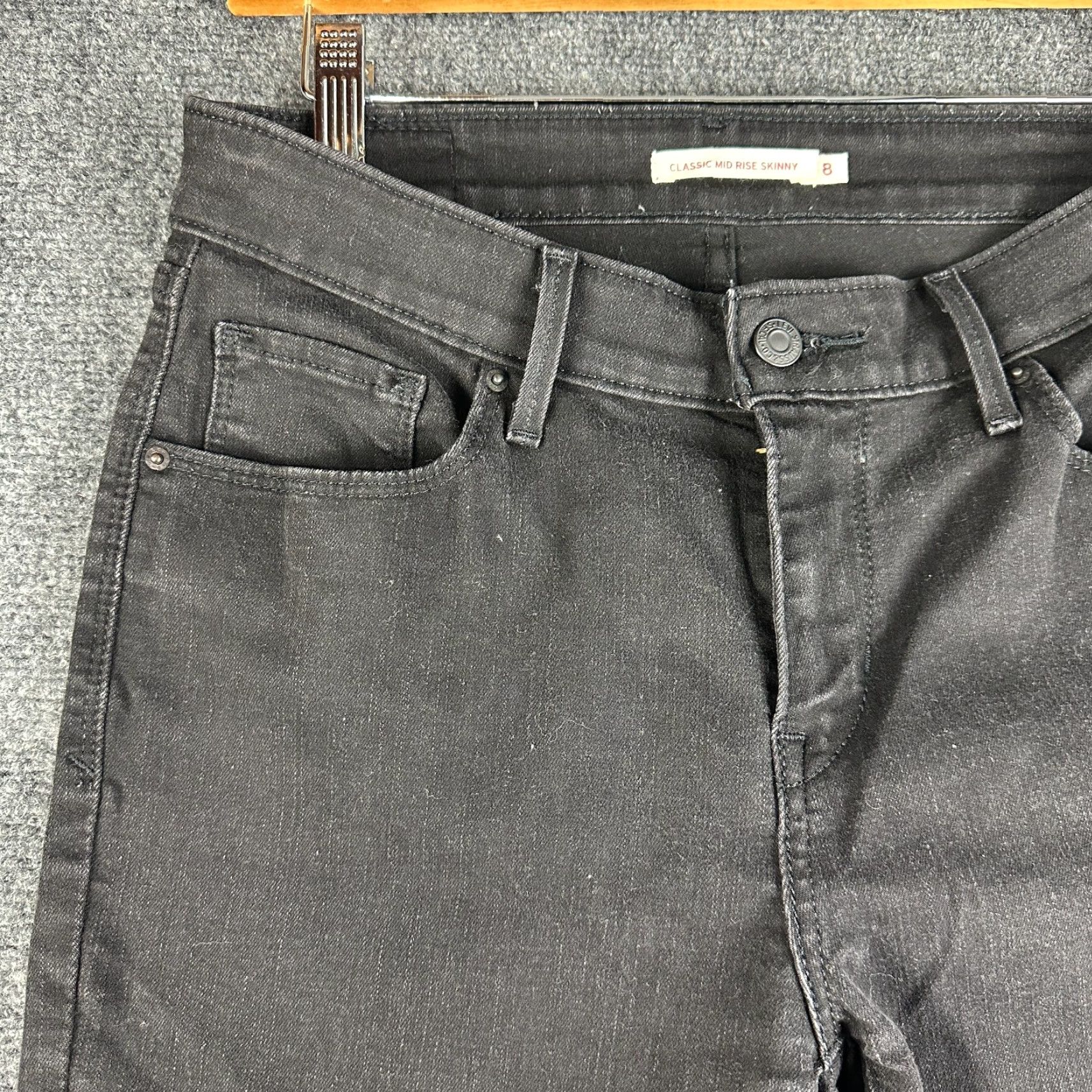 Levi's Levi's Jeans Womens 8 Classic Mid Rise Skinny Black Cotton Stretch Pockets Size 30" / US 8 / IT 44 - 4 Thumbnail
