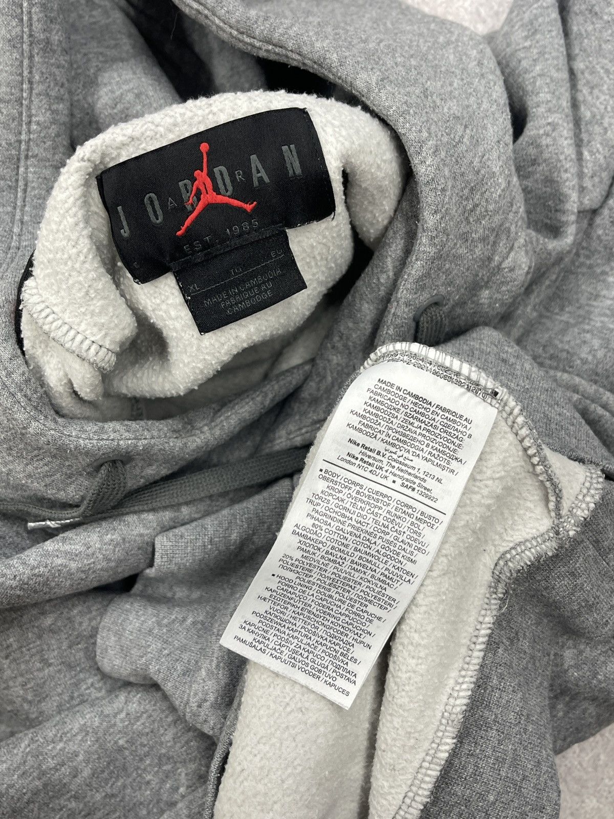 Jordan Brand Mens Nike Air Jordan Grey Hoodie Big Logo JumpMan Size XL Size US XL / EU 56 / 4 - 7 Thumbnail