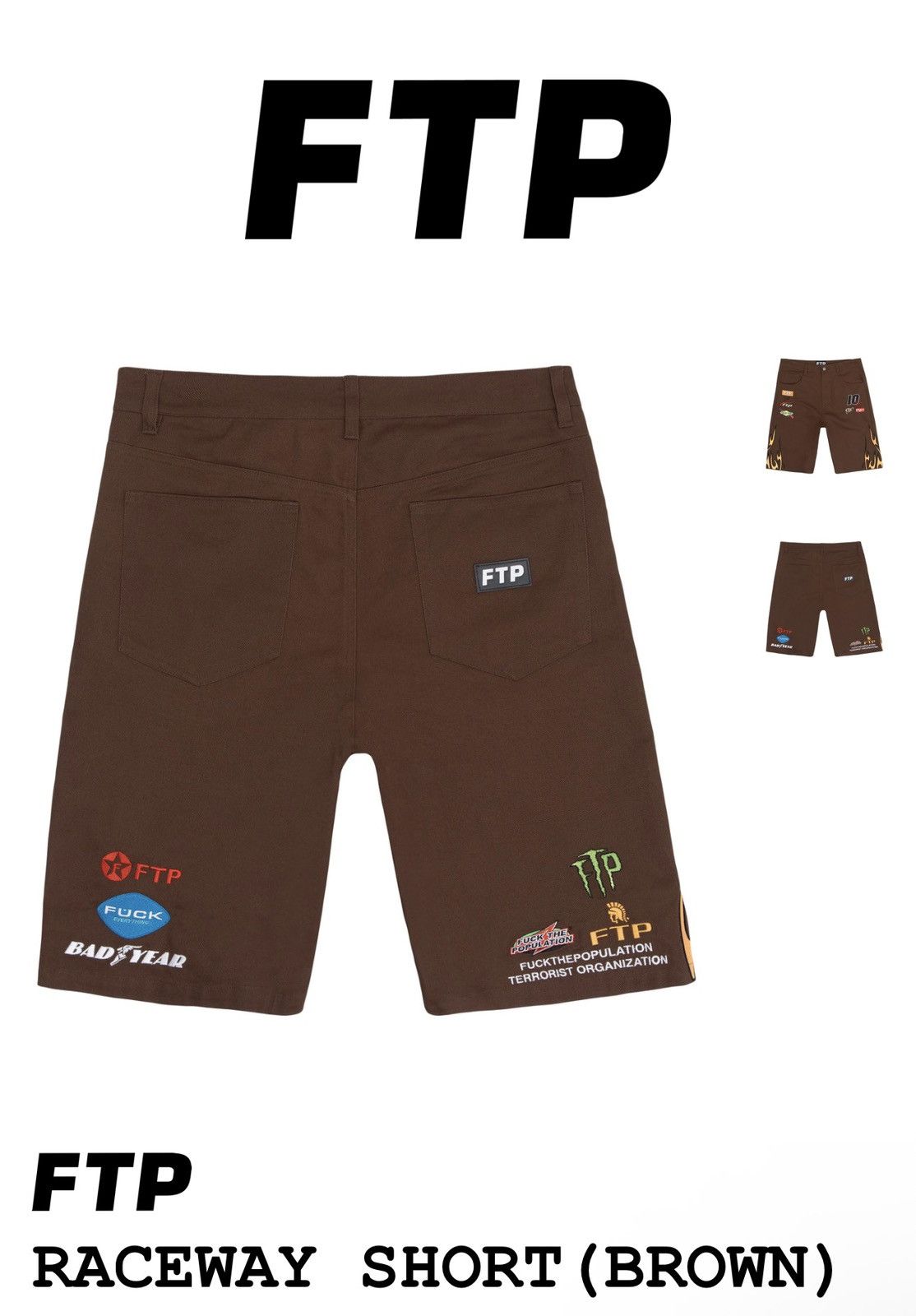 Fuck The Population FTP raceway shorts Brown 34 Size US 34 / EU 50 - 6 Thumbnail
