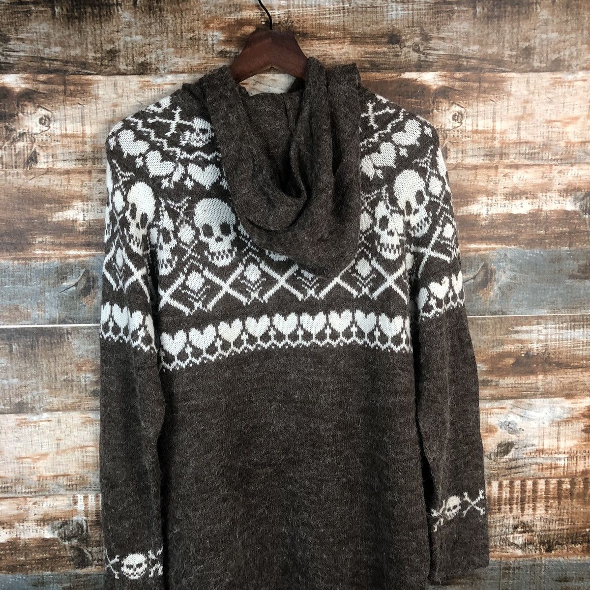 Homespun Knitwear × Japanese Brand DL Taji skull Black Hoodie Knitwear #C582 Size M / US 6-8 / IT 42-44 - 13 Thumbnail