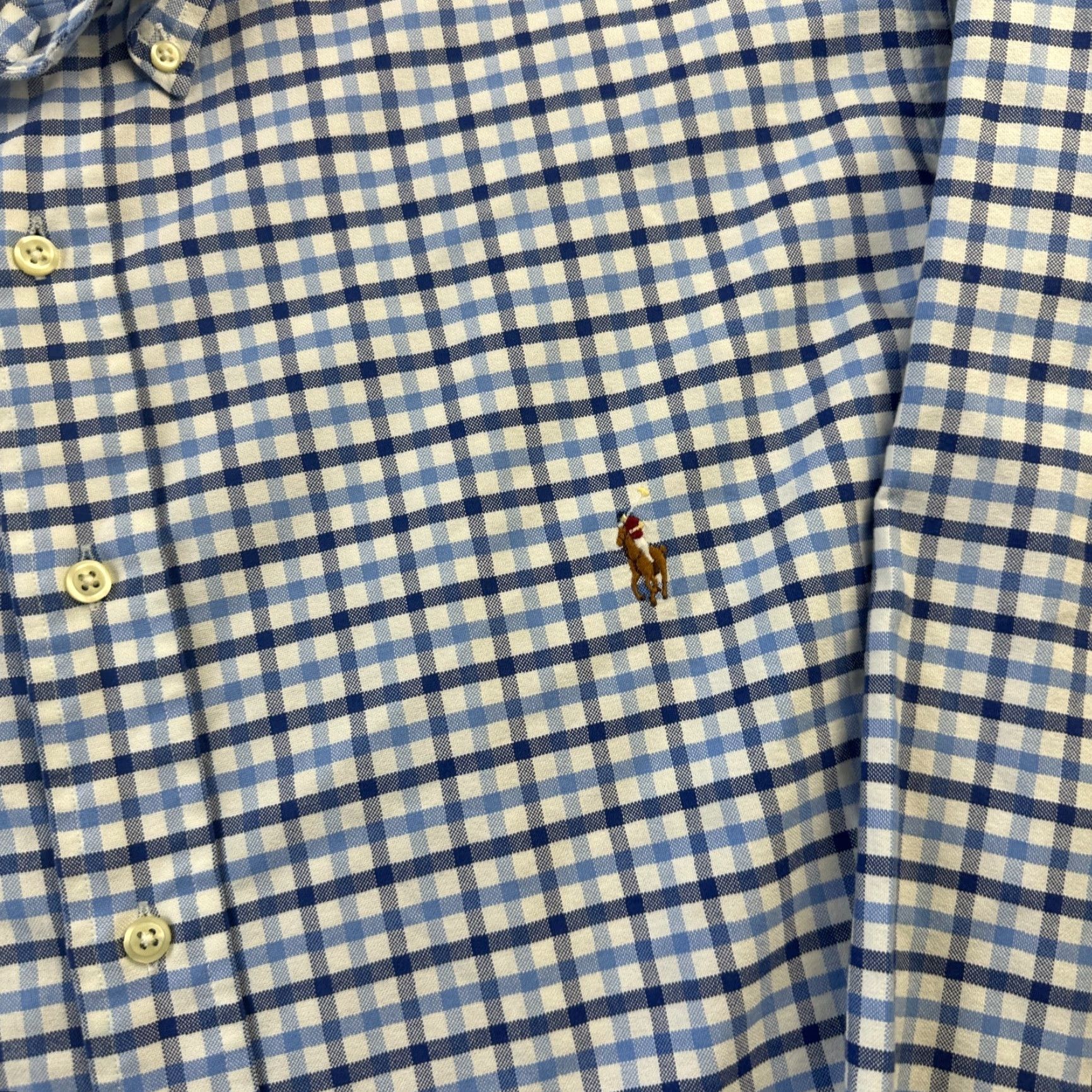 Polo Ralph Lauren Ralph Lauren Shirt Mens 2XB 2XL Big Blue Button Up Flesh Pony Oxford Plaid Cotton Button-Up Casual Formal Size US XXL / EU 58 / 5 - 4 Thumbnail