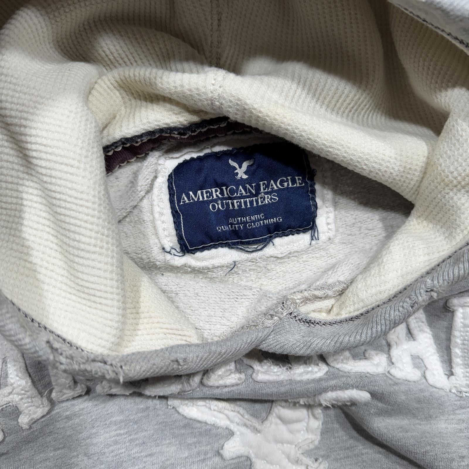 American Eagle Outfitters American Eagle Y2K Gray Thermal Heavyweight Logo Hoodie Size US M / EU 48-50 / 2 - 5 Thumbnail