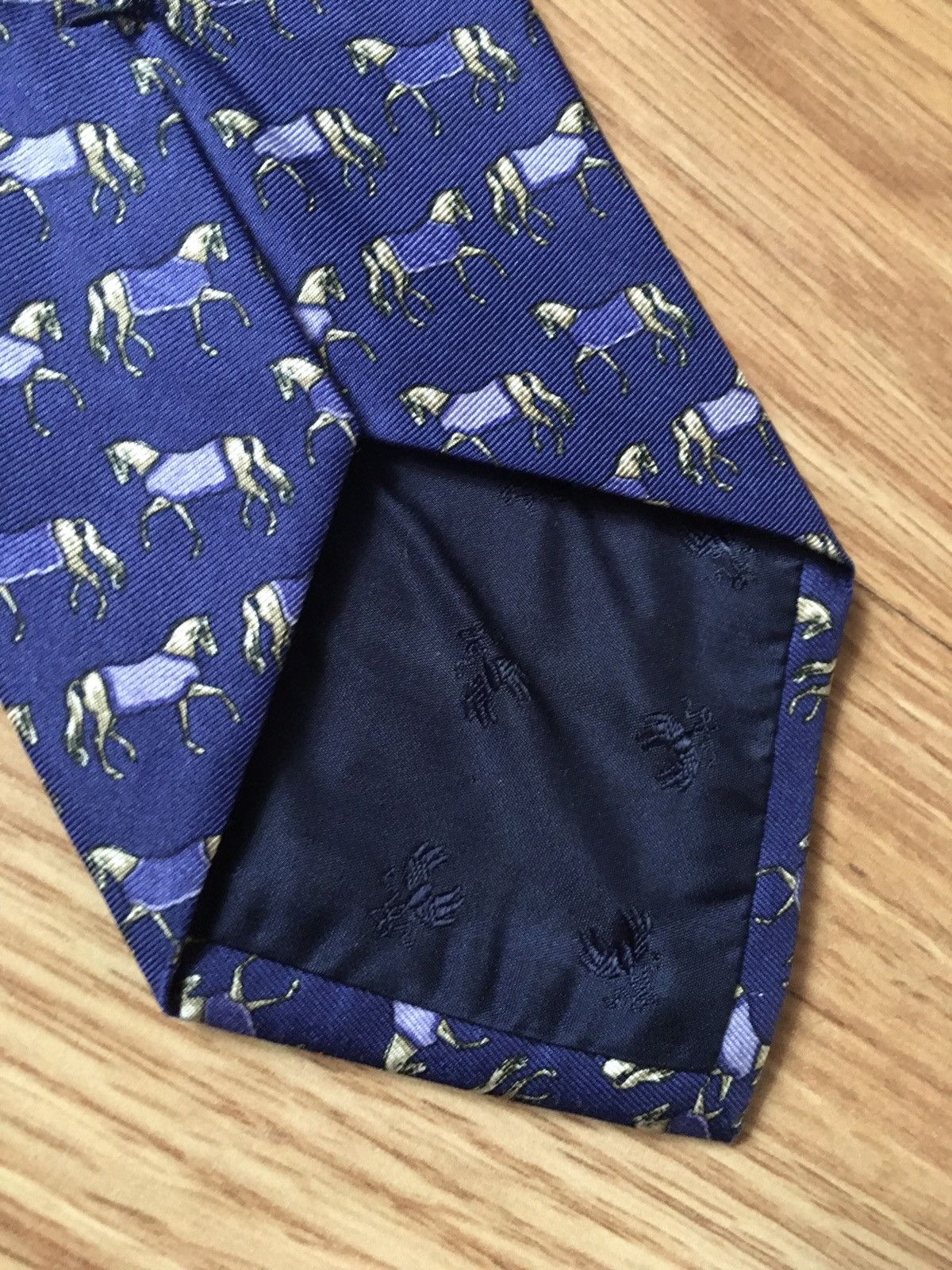 Brooks Brothers × Designer Brooks Brothers Designer Horses Print Blue Silk Mens Tie Size ONE SIZE - 6 Thumbnail