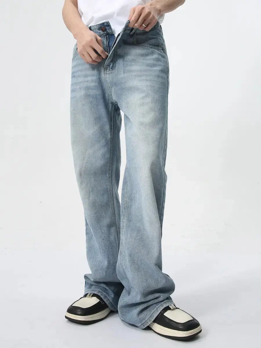 Japanese Brand Retro straight leg wide leg slightly flared jeans Size US 32 / EU 48 - 3 Thumbnail
