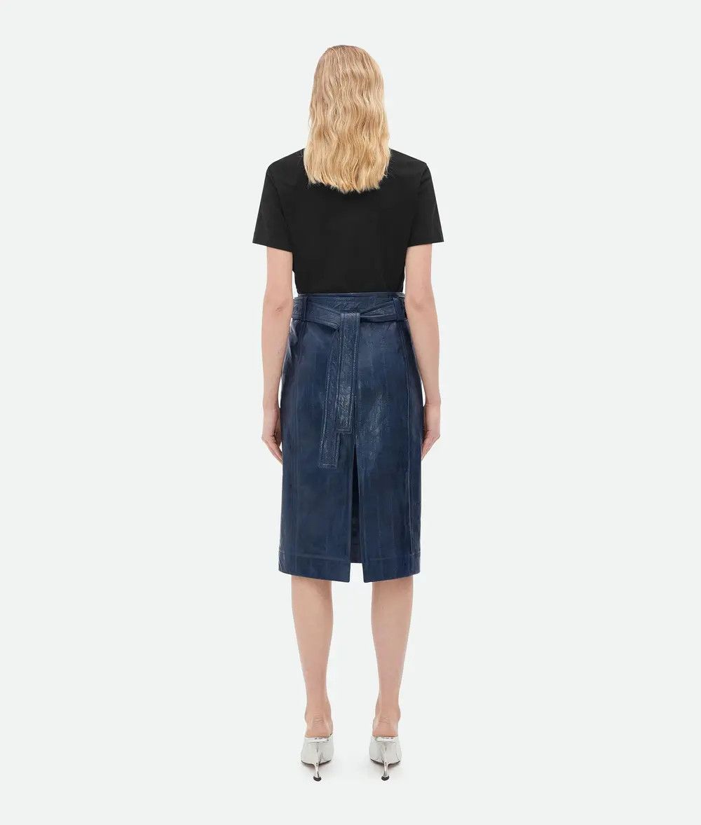 Bottega Veneta o1n1vont0925 Embossed Leather Midi Skirt in Mistral Size 36" / US 14 / IT 50 - 3 Thumbnail