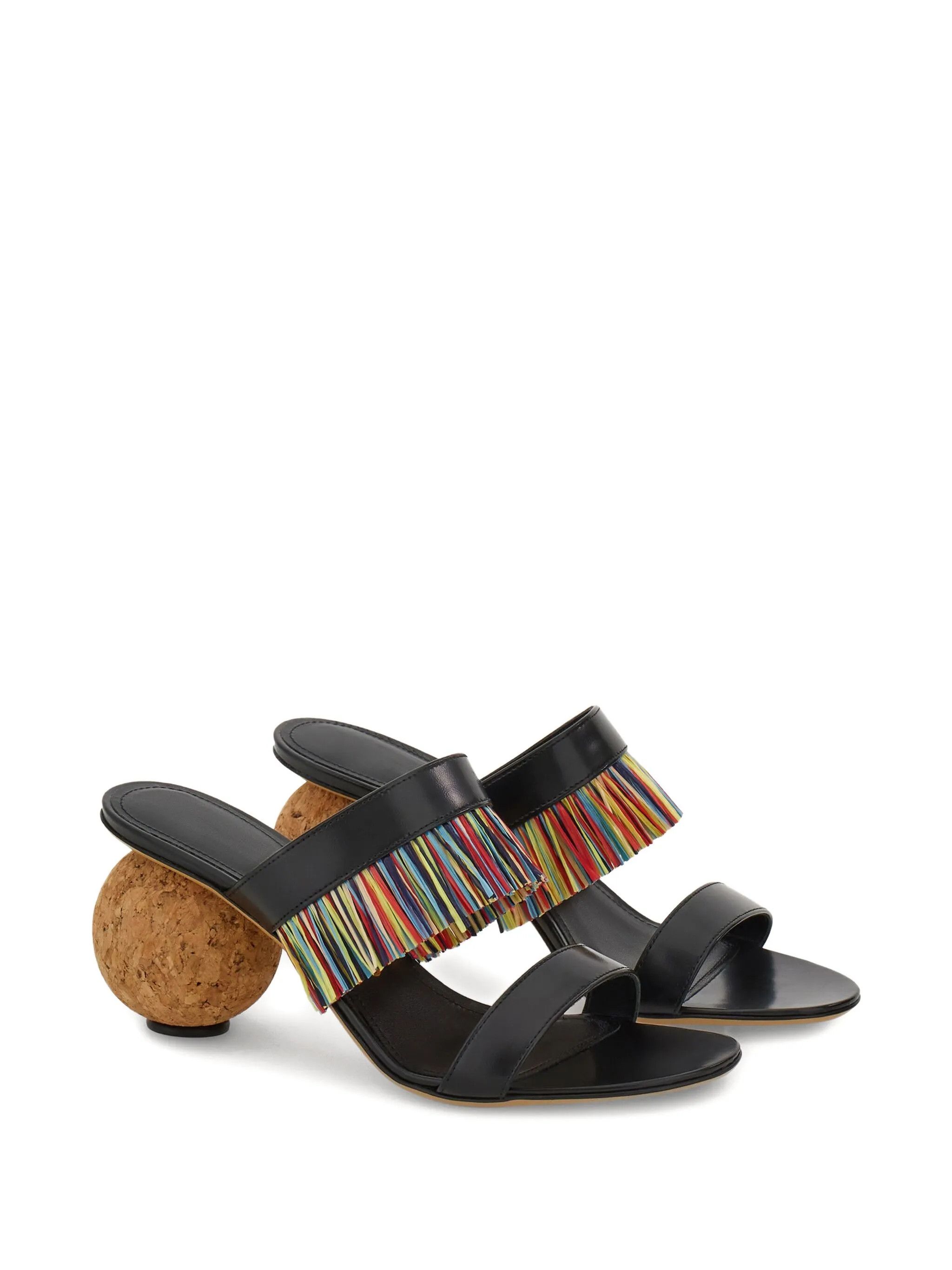 Salvatore Ferragamo o1s1rm0526 Fer Fringed Sandals in Black Size US 10 / IT 40 - 2 Thumbnail