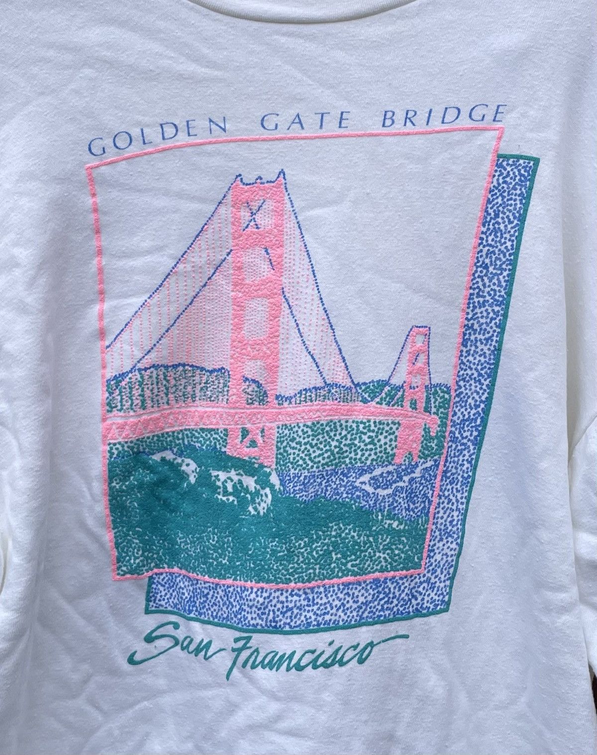 Vintage 90s San Francisco Golden Gate Bridge Neon Puff Print Crew Size US XL / EU 56 / 4 - 4 Thumbnail