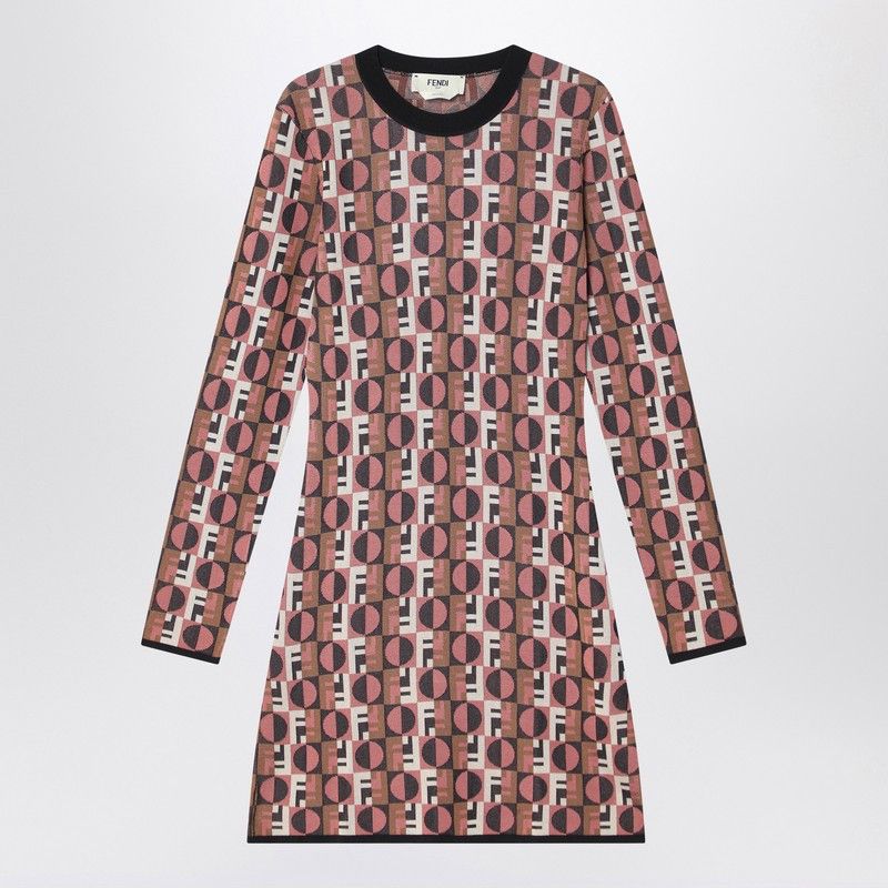 Fendi Fendi Pink Viscose Jacquard Dress Size S / US 4 / IT 40 - 1 Thumbnail