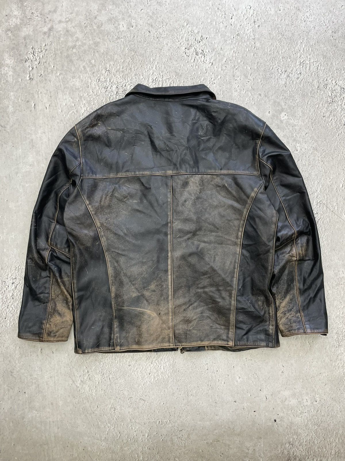 Vera Pelle Hype schott style faded distressed leather jacket 90s Size US XL / EU 56 / 4 - 10 Thumbnail