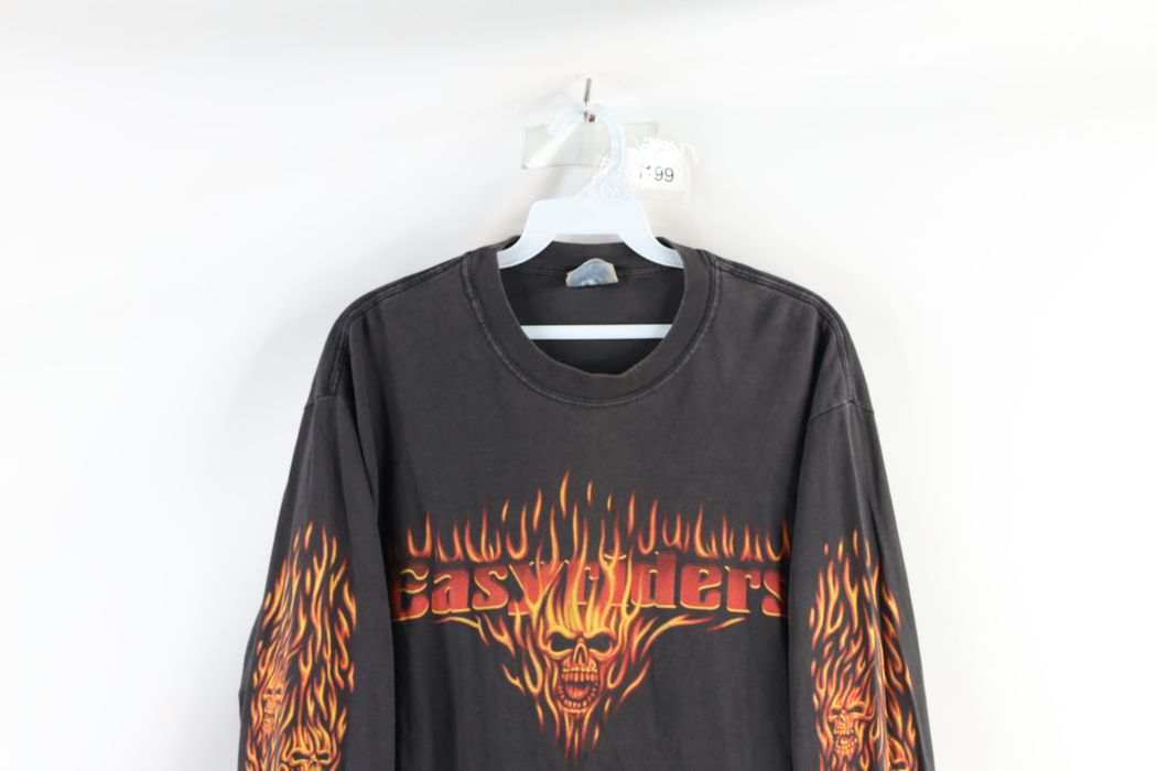 Vintage Vintage 90s Easyriders Out Skull Flames Long Sleeve T-Shirt