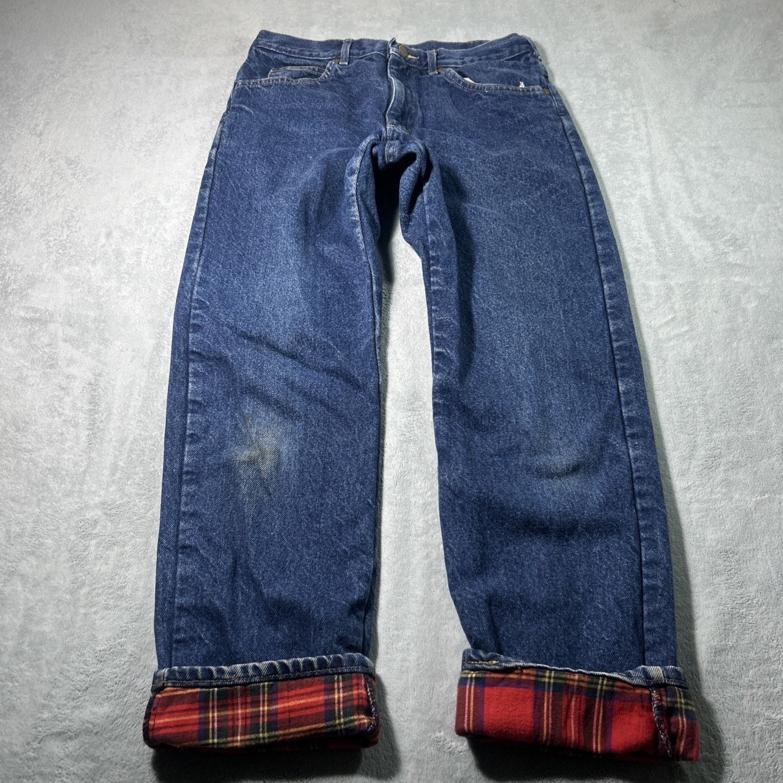 L.L. Bean USA LL Bean Flannel Lined Straight Jeans Mens 31x30 Plaid Size US 31 - 9 Thumbnail