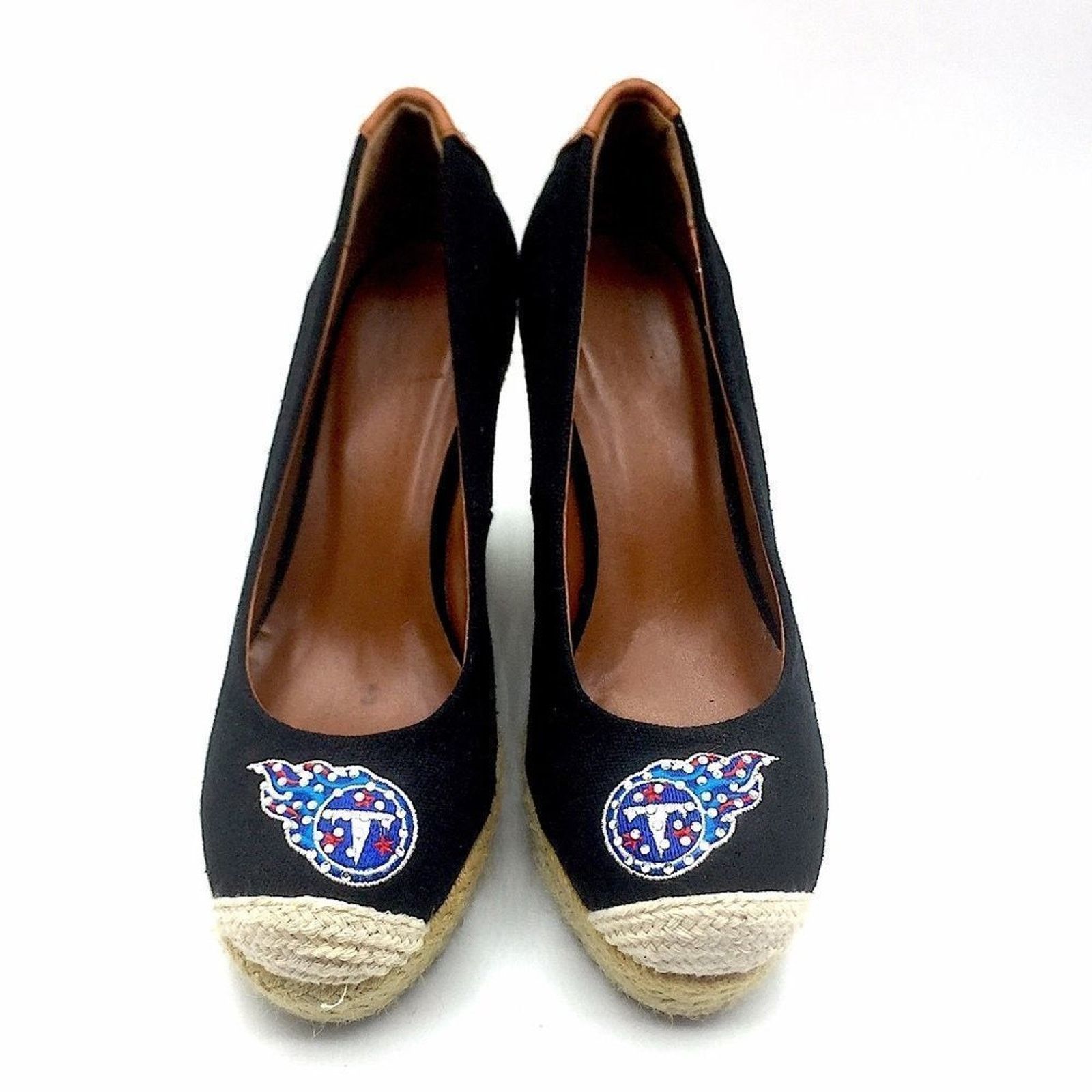 NFL NFL Titans Team Black & Brown Leather Wedges Size US 7 / IT 37 - 6 Thumbnail