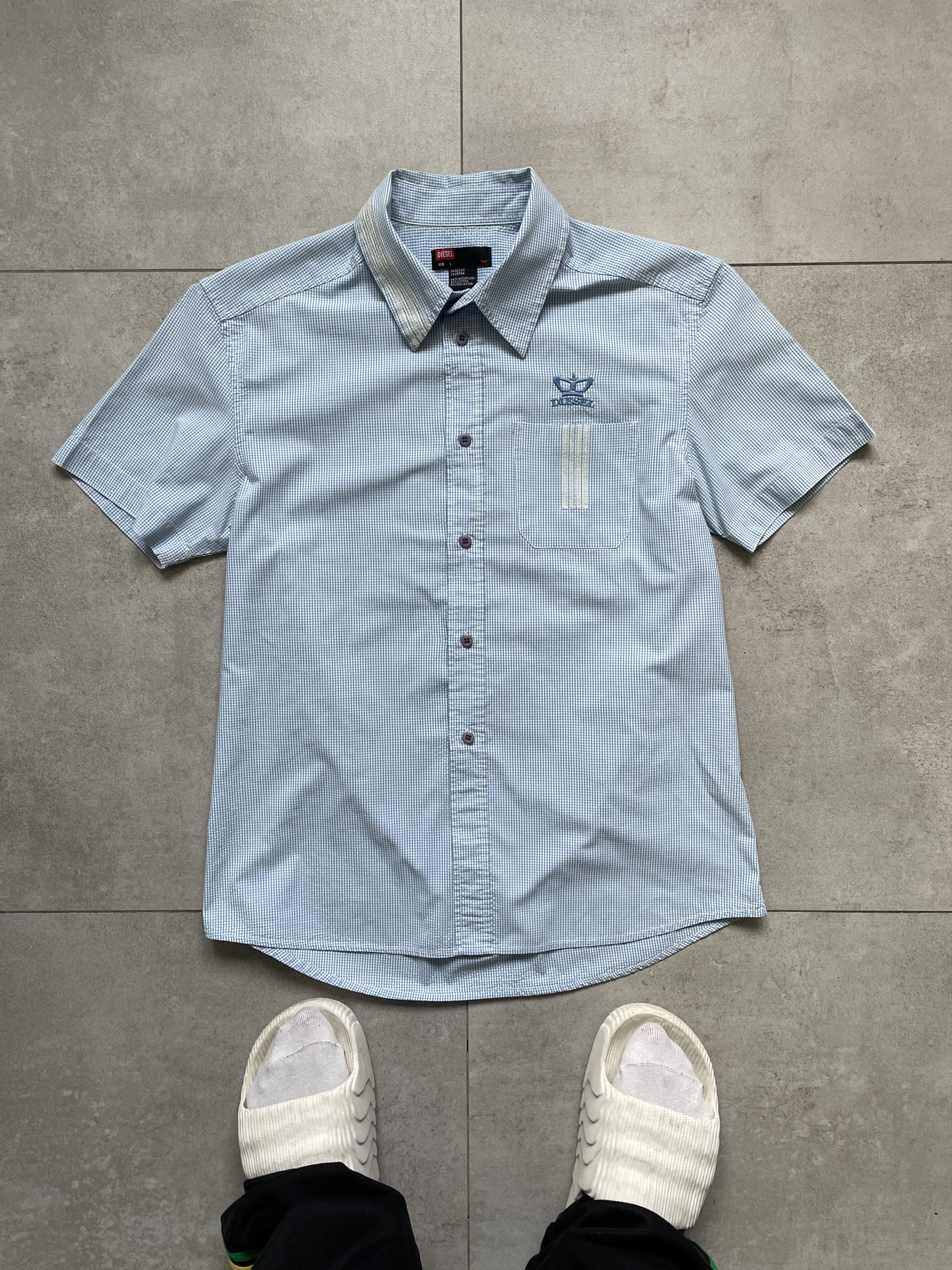 Y2K DIESEL VINTAGE CHECKED SLIM CROPPED SHORTSLEEVE SHIRT