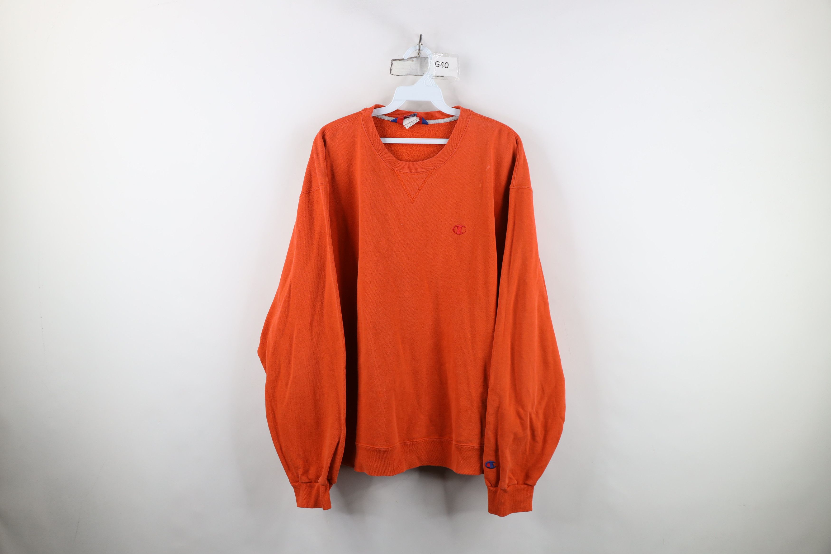 Champion Vintage 90s Champion Monochrome Crewneck Sweatshirt Orange Size US XL / EU 56 / 4 - 1 Thumbnail