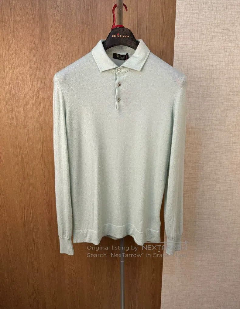 Loro Piana LORO PIANA Cashmere Polo in Ice Cream Color 100% Cashmere Size US L / EU 52-54 / 3 - 1 Thumbnail