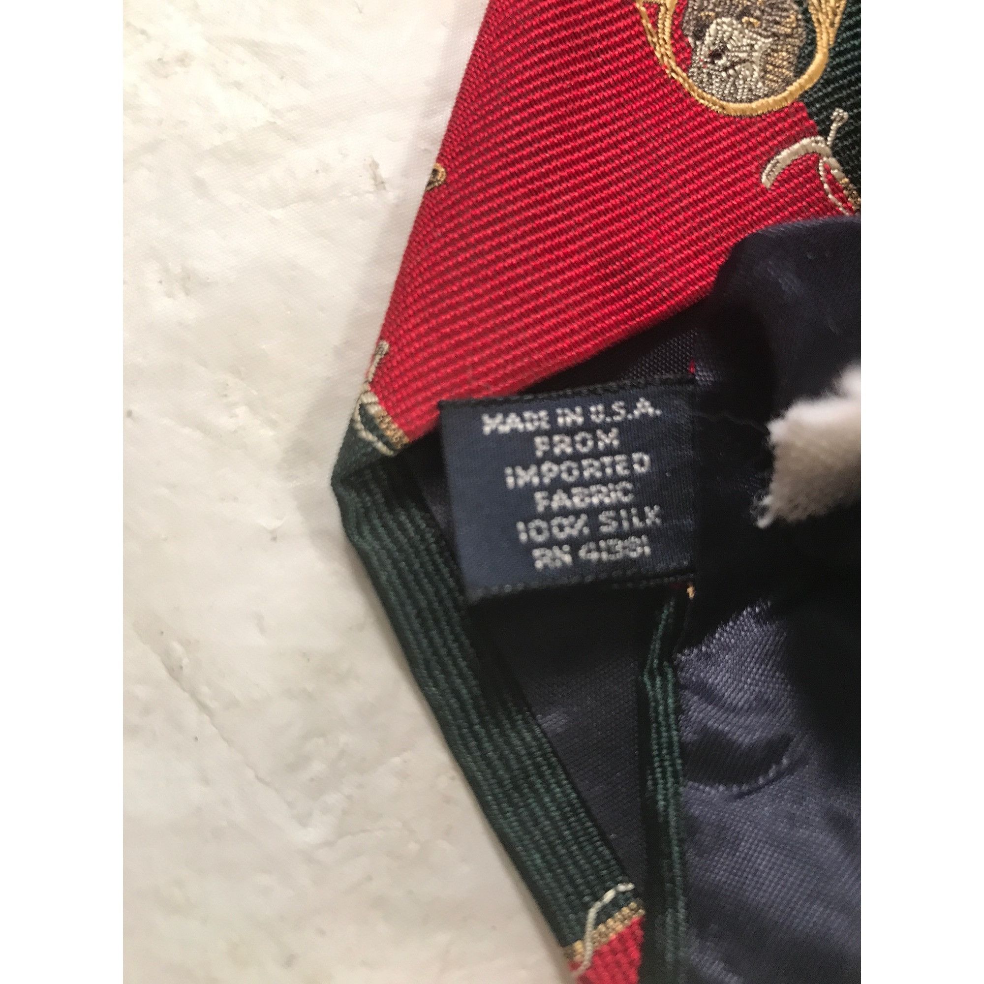 Polo Ralph Lauren Polo Ralph Lauren Handmade Silk Red & Green Fox & Horn Tie Size ONE SIZE - 5 Thumbnail