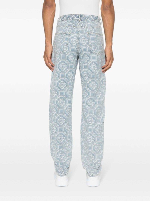 Casablanca o1mle0326 Straight Leg Jeans Bleached Classic Monogram Blue Size US 30 / EU 46 - 3 Thumbnail