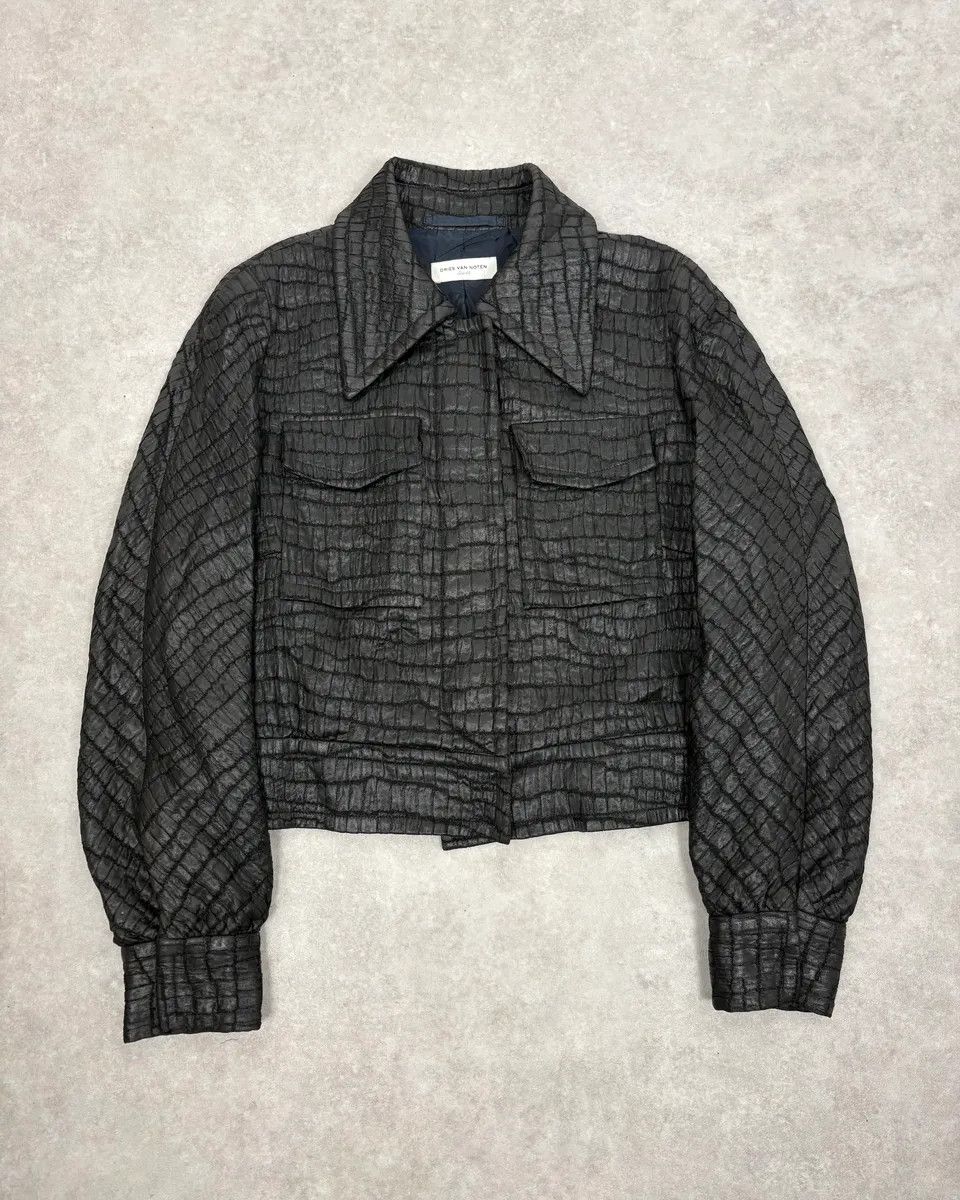 Dries Van Noten Dries Van Noten Black Crocodile Effect Cropped Jacket Size S / US 4 / IT 40 - 1 Thumbnail