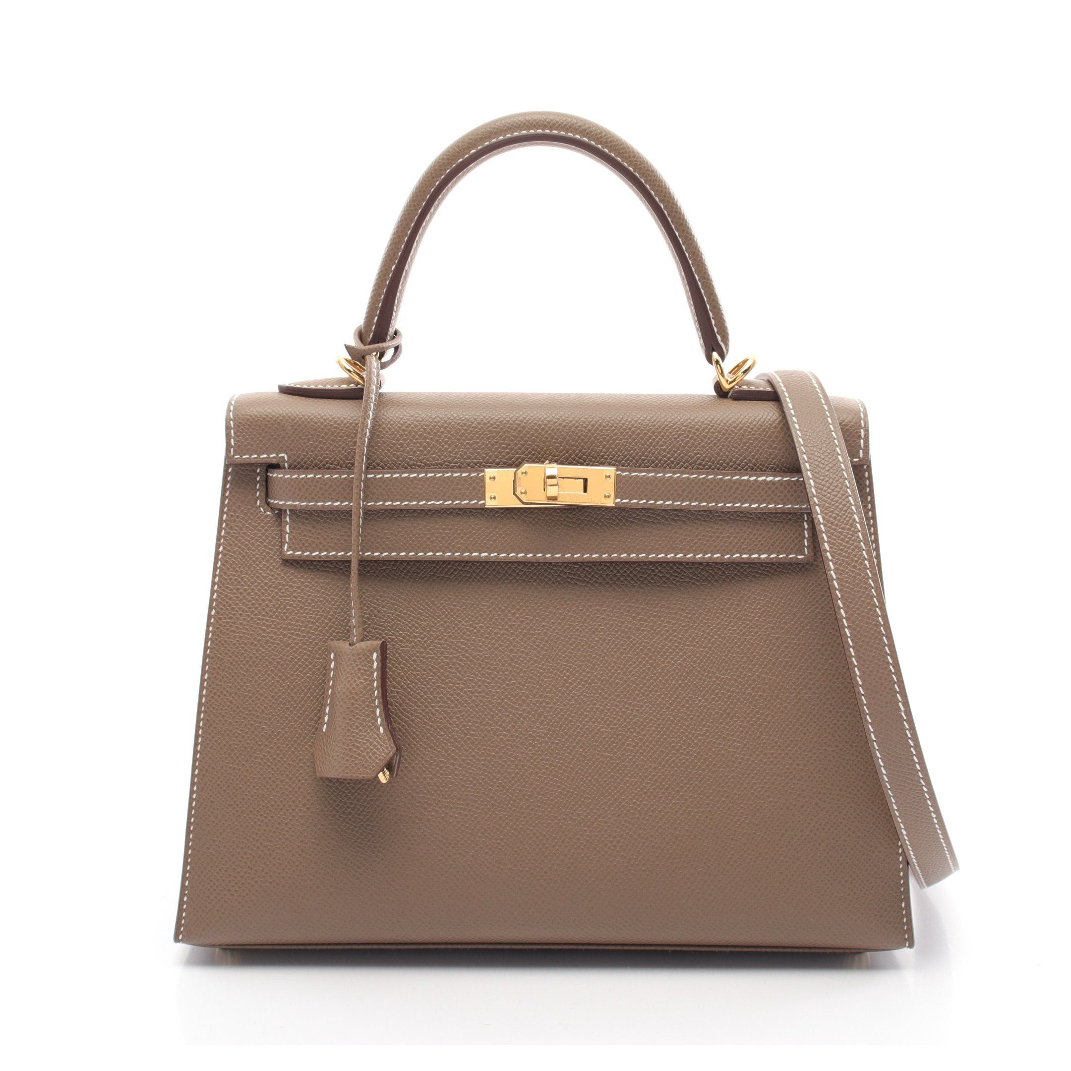 Hermes Hermes Kelly 25 Etoupe Handbag Veau Epsom Gray Beige Gold Hardware Outside Sewing B Stamp Size ONE SIZE - 1 Thumbnail