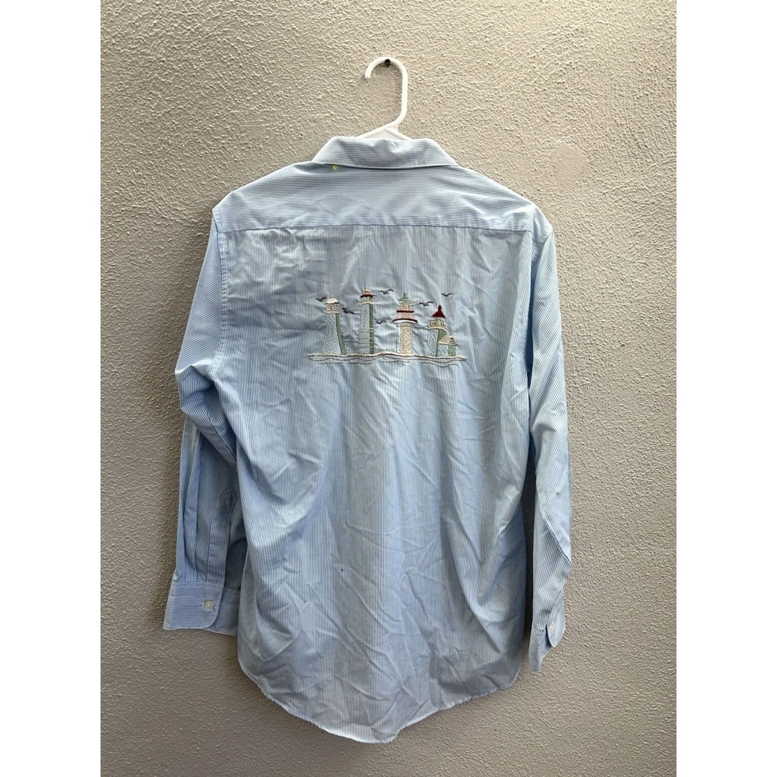 Vintage Las Olas Womens Shirt Size Small Striped Long Sleeve Button Up Beach Theme Size S / US 4 / IT 40 - 7 Thumbnail
