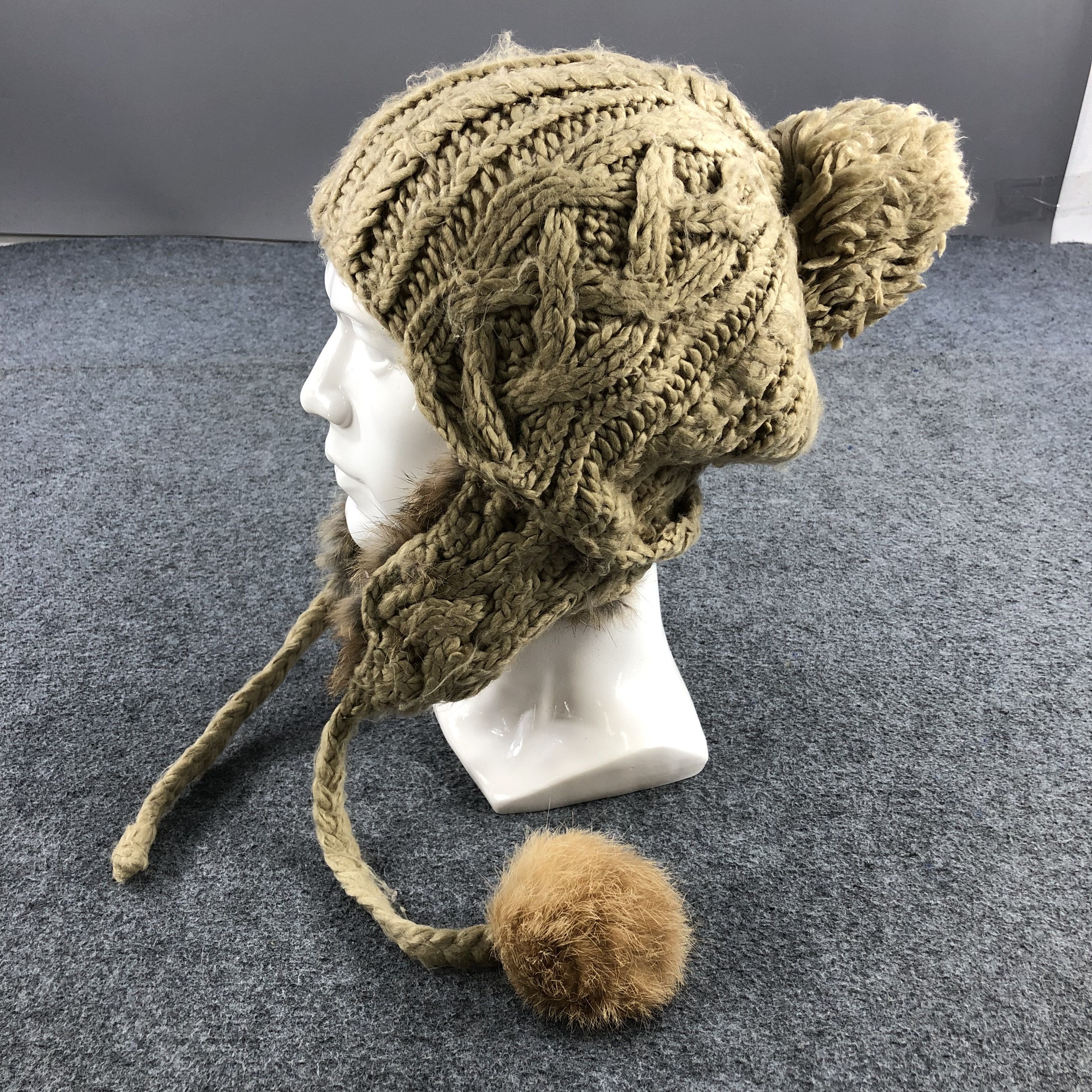 Vintage Ard A Bobble Earflap Cable Knit Beanie Snowcap Snow Hat B145 Size ONE SIZE - 1 Thumbnail