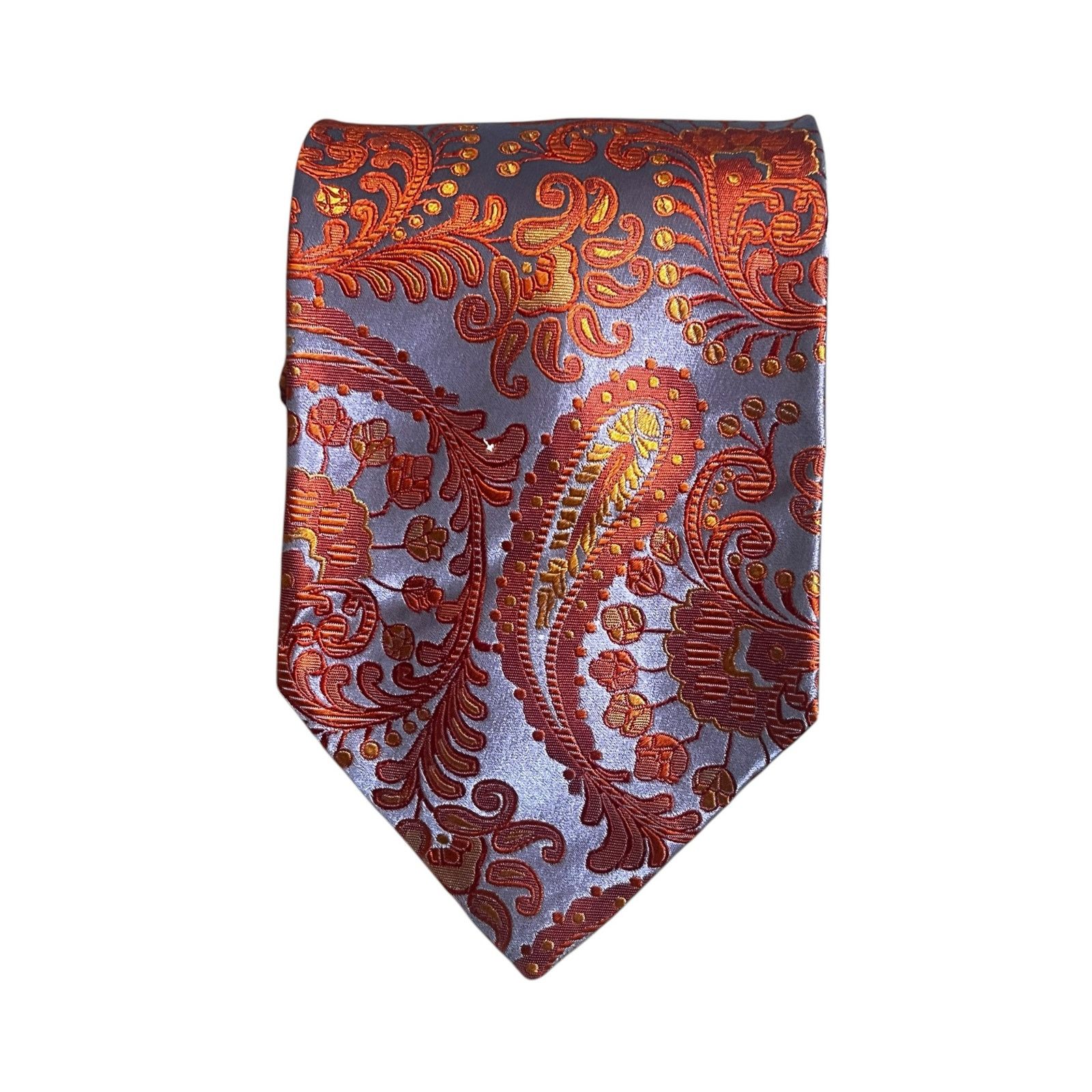 Other Massimo Ferre Paisley Blue Orange 100% Silk Hand Made Tie. Size ONE SIZE - 2 Thumbnail