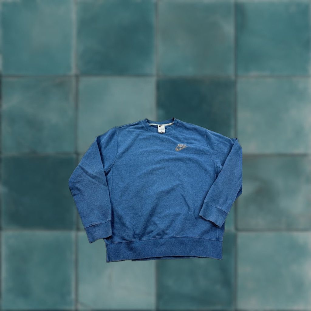 Nike Nike Sweatshirt Mens Small Blue Fleece Crewneck Pullover Glitter Swoosh Logo Size US S / EU 44-46 / 1 - 1 Thumbnail