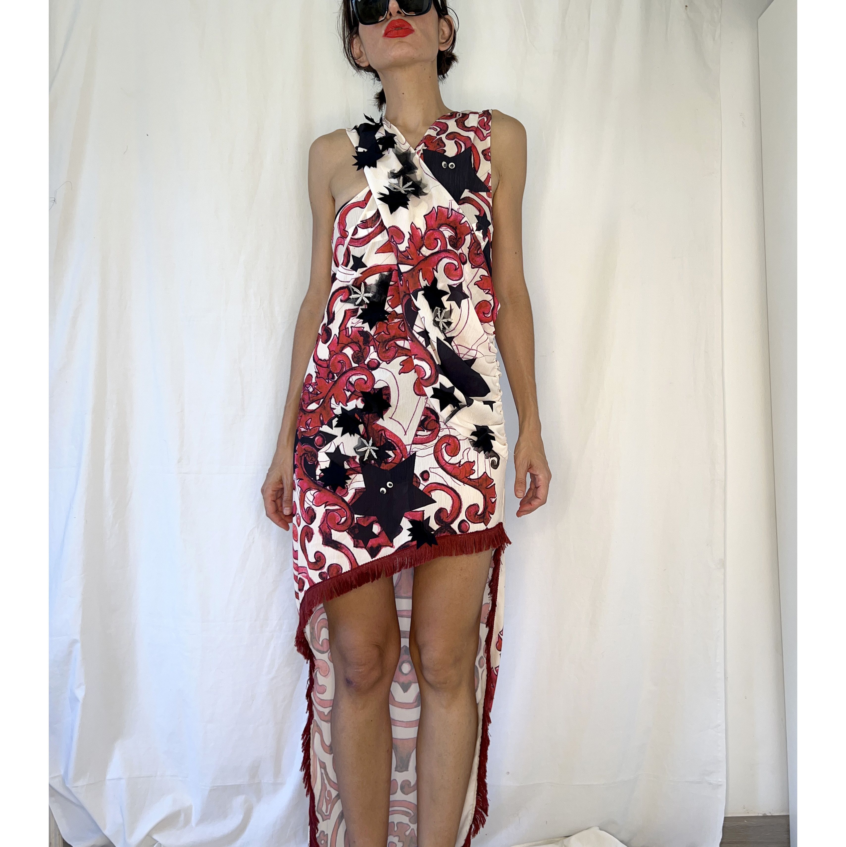 Designer Handmade designer stars asymmetrical draped dress Size M / US 6-8 / IT 42-44 - 6 Thumbnail