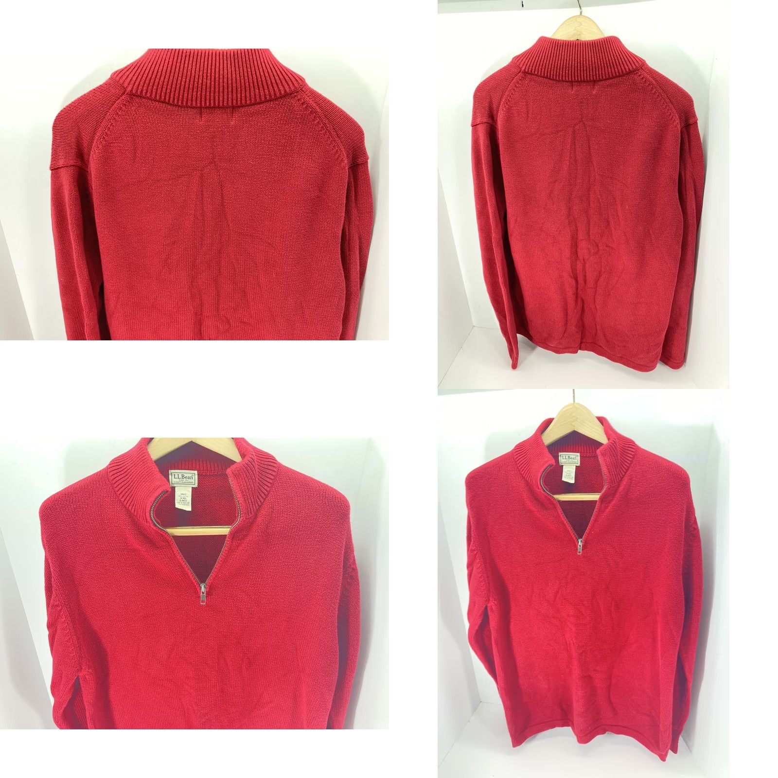 Vintage VINTAGE L.L. Bean Sweater Mens Cotton Red 1/4 Zip Mock Neck Size M Hong Kong Pullover Winter Knitted Size US M / EU 48-50 / 2 - 8 Thumbnail