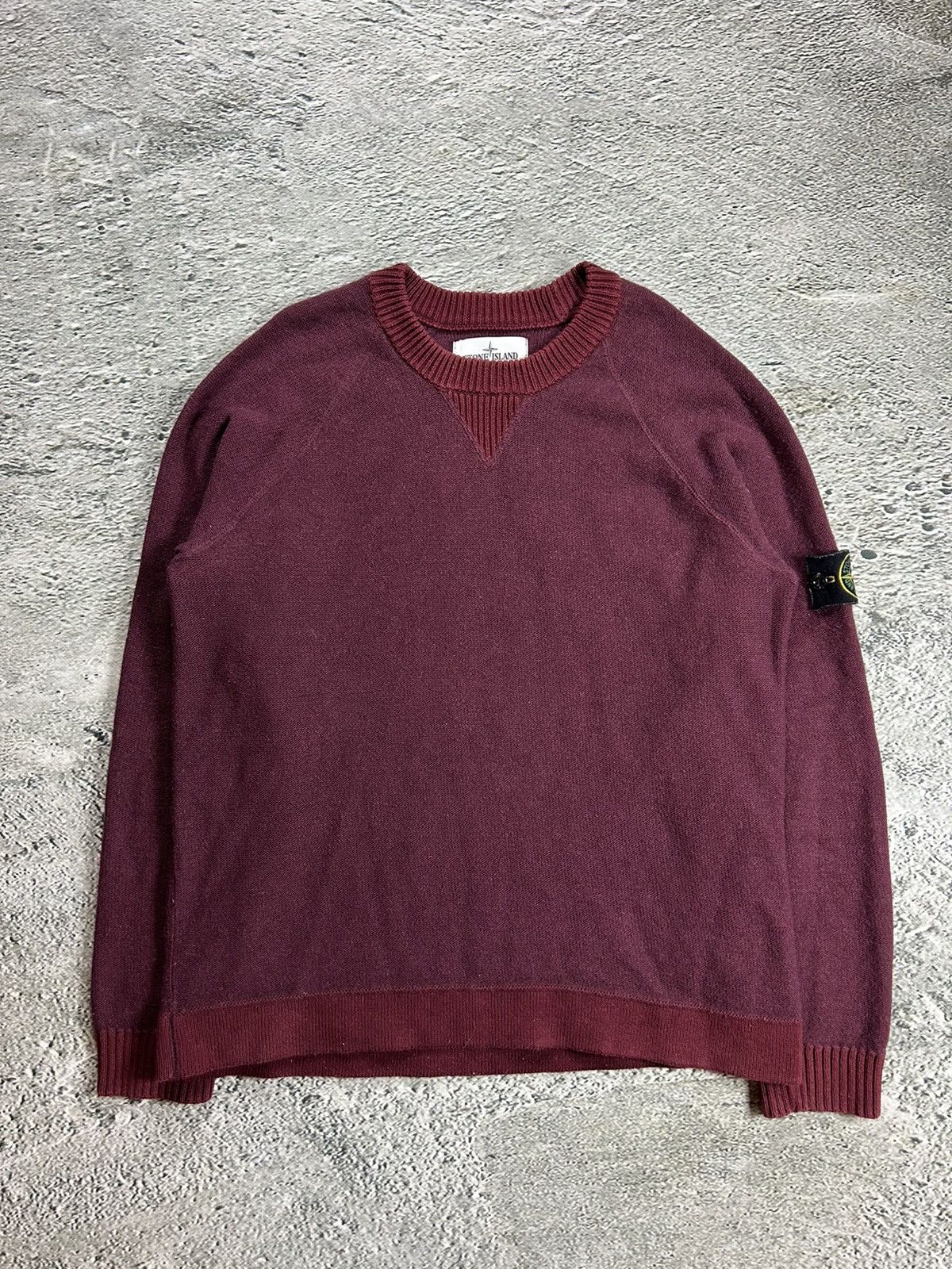 Stone Island × Vintage Stone island burgundy sweater knit Size US L / EU 52-54 / 3 - 1 Thumbnail