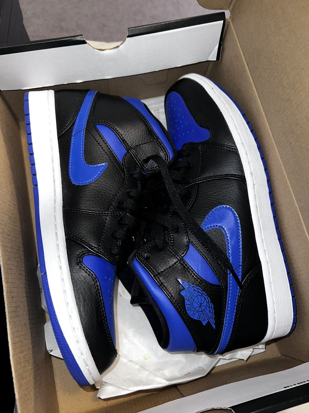 image of Jordan Brand 1 Mid Shoes in Blue, Men's (Size 10)