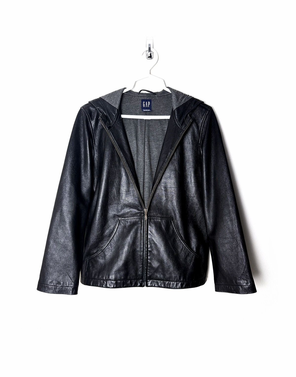 Gap GAP Lamb Leather Hooded Jacket Size US M / EU 48-50 / 2 - 4 Thumbnail