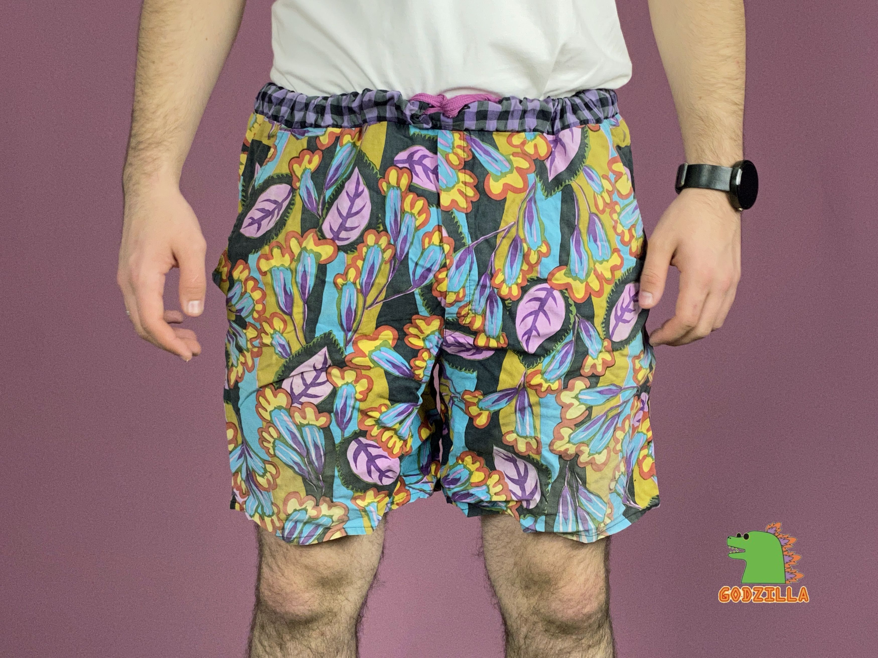 Vintage Red Label Vintage Men's Floral Swim Shorts - L Size US 36 / EU 52 - 1 Thumbnail