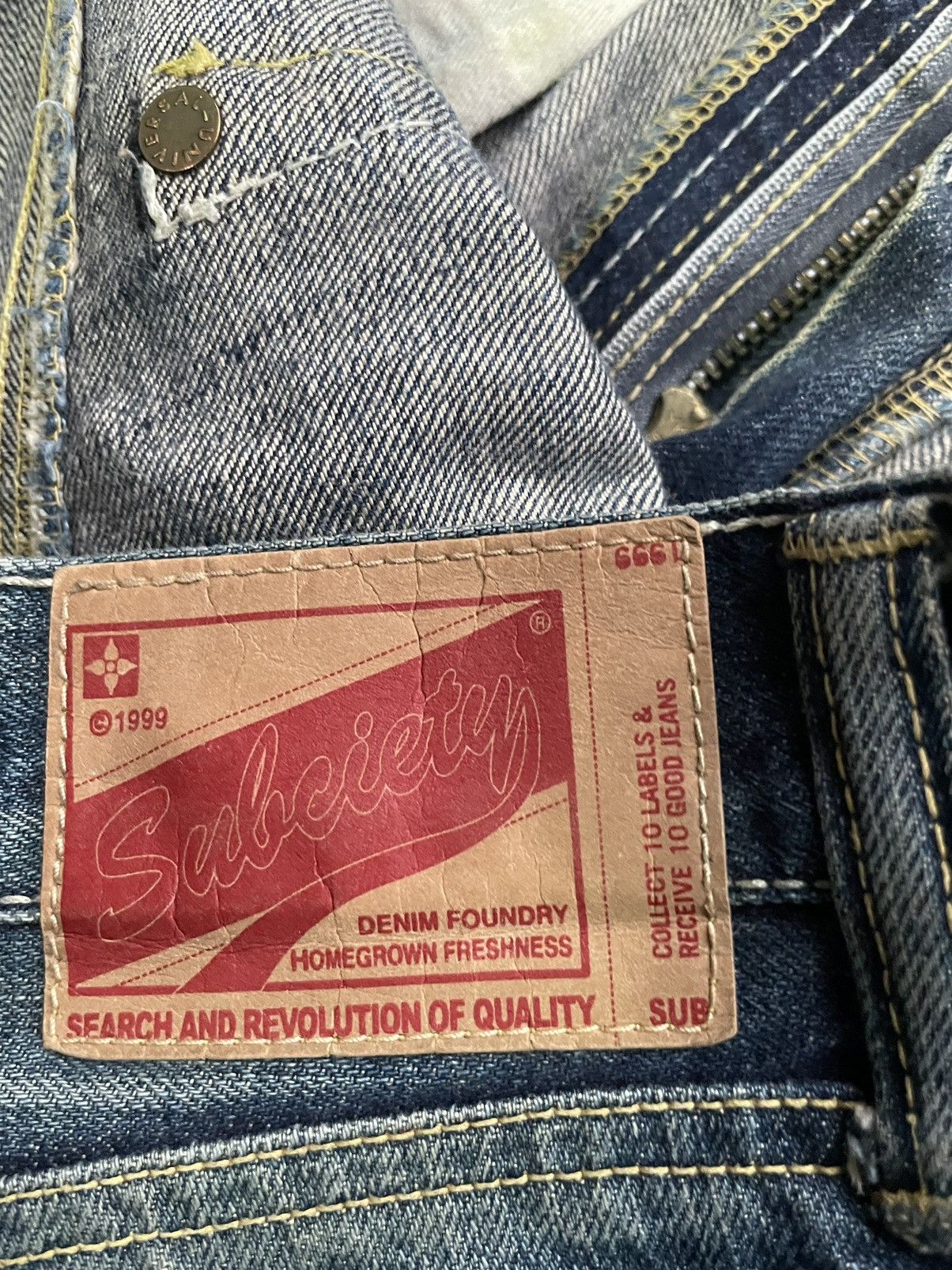 Japanese Brand Subciety Selvedge Distresed Denim Size US 34 / EU 50 - 18 Thumbnail