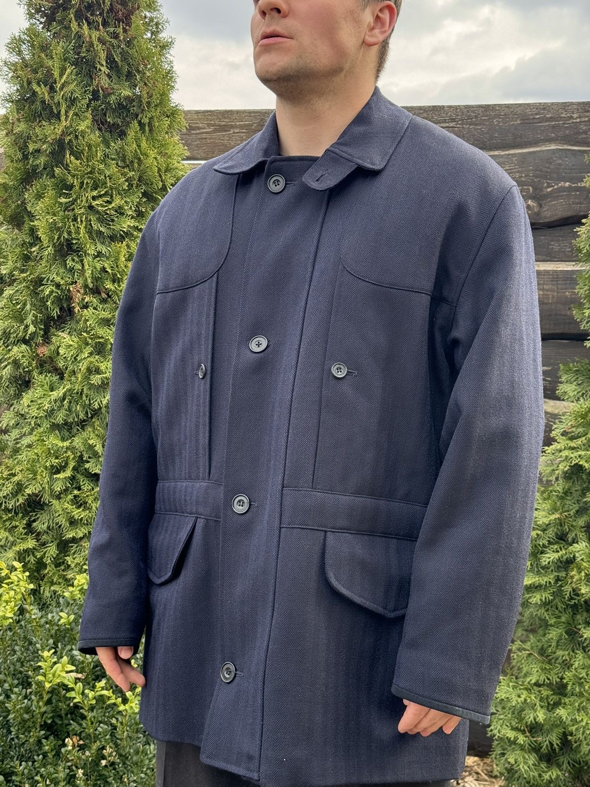 Turnbull & Asser Turnbull Asser Waterproof wool tweed blue coat Size US XL / EU 56 / 4 - 3 Thumbnail