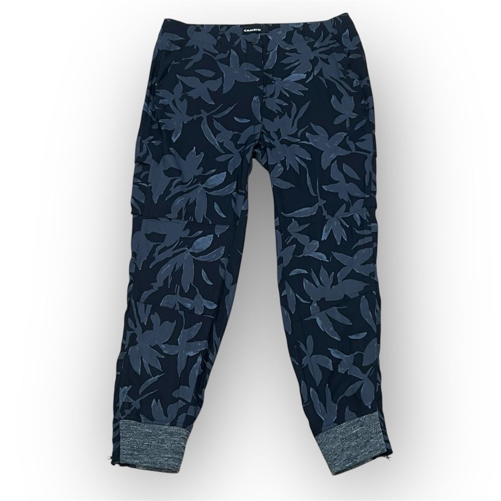 Casio Cambio, Blue Multi Silhouette Leaf Print Silk Blend Cargo Joggers, Women’s 10 Size 32" / US 10 / IT 46 - 1 Thumbnail