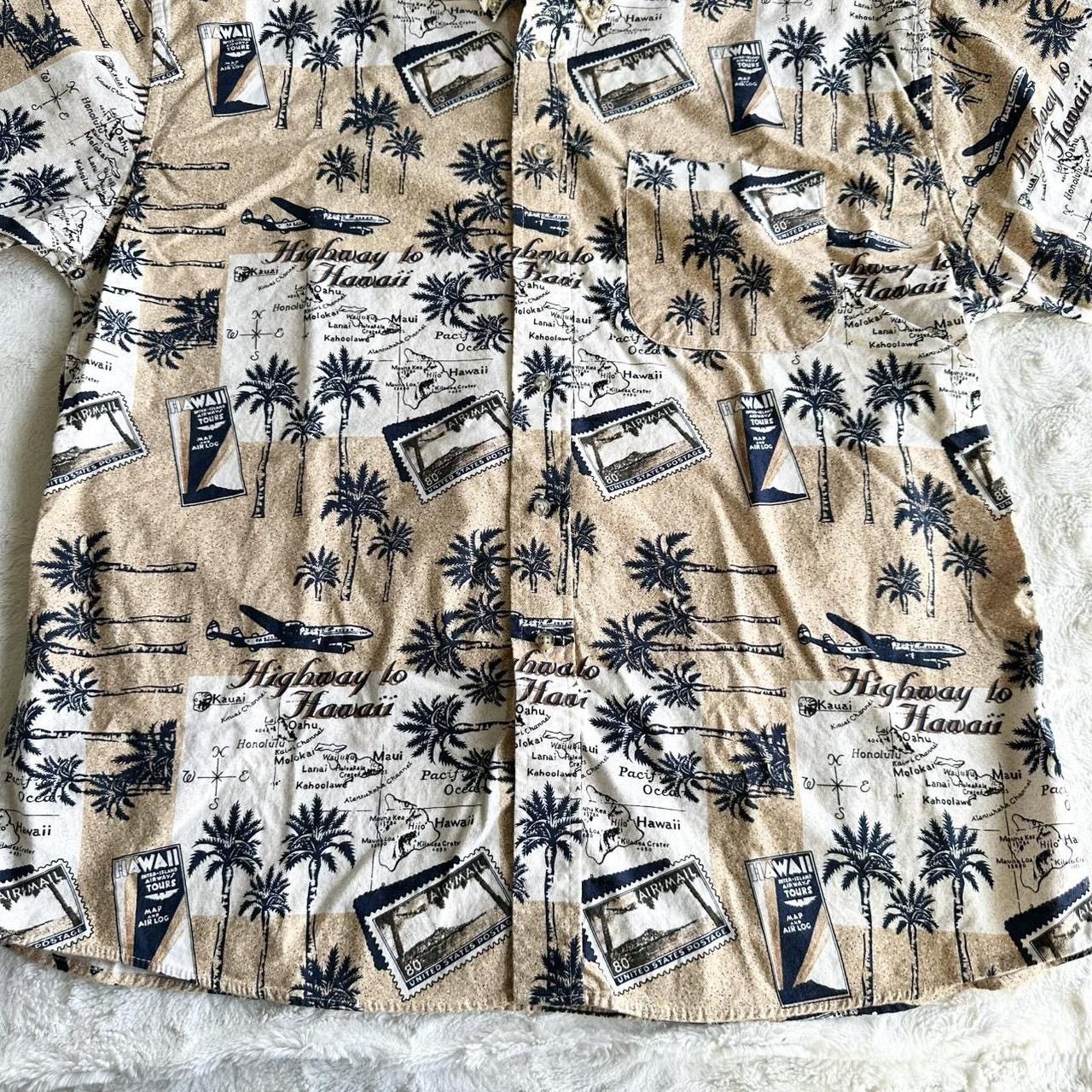 Other Vintage Hawaiian Shirt Mens XL Beige Palm Tree Map Aloha AOP Size US XL / EU 56 / 4 - 5 Thumbnail