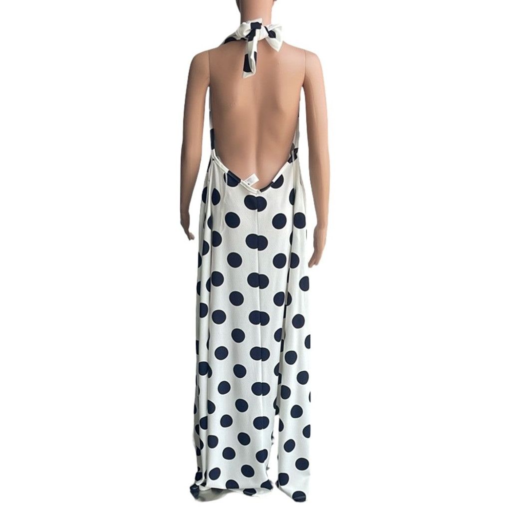 NBDN Nobrandedon Karen T Design - White and Black Polka Dot Maxi Dress Size M Size M / US 6-8 / IT 42-44 - 4 Thumbnail