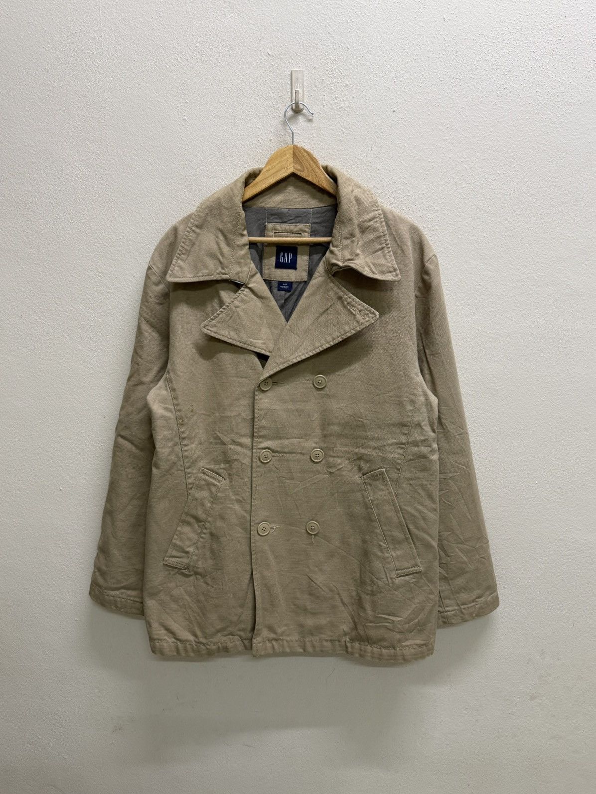 Gap Gap Double Breasted Car Coat Khaki Cotton Blend Jacket Size US L / EU 52-54 / 3 - 21 Thumbnail